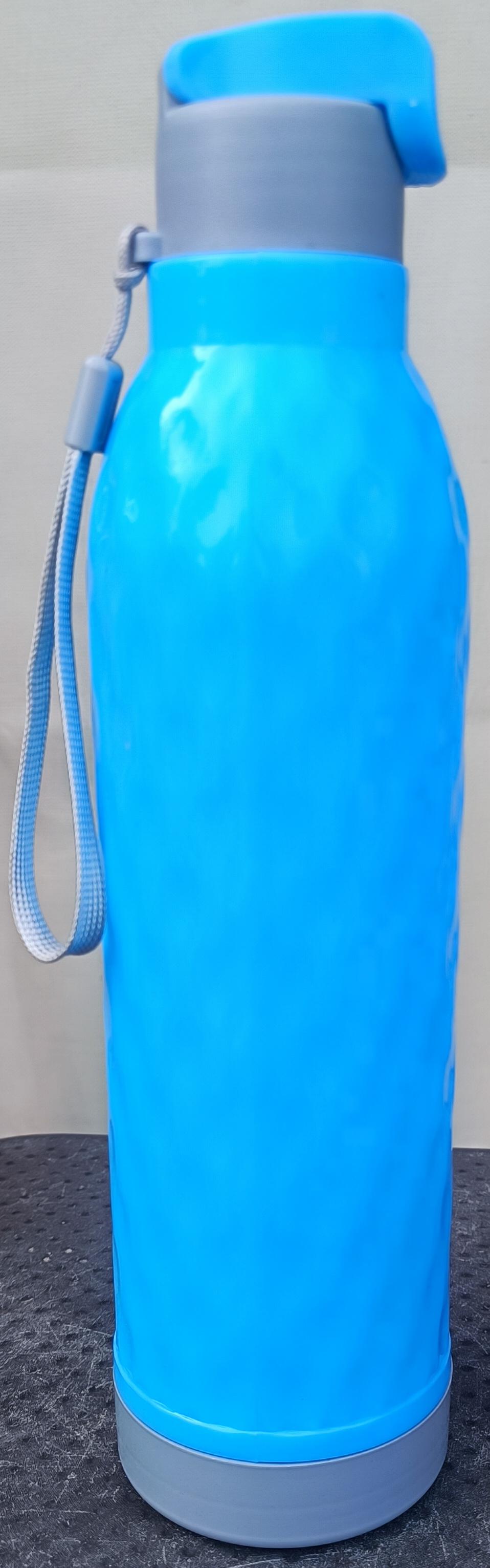 Vibrant Blue Sports Water Bottle with Carrying Strap