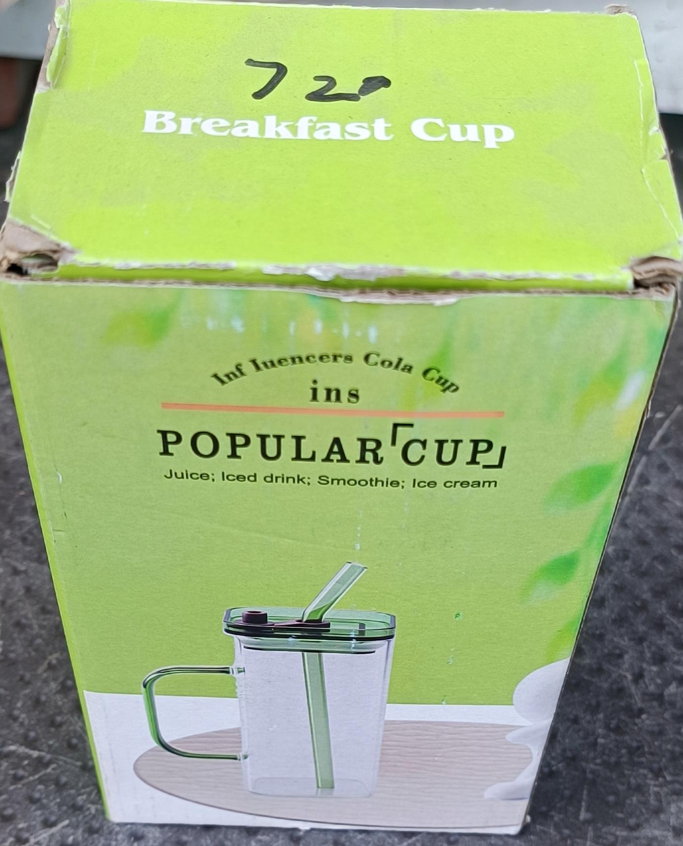 High Borosilicate Glass Breakfast Tumbler Mug with Straw and Handle
