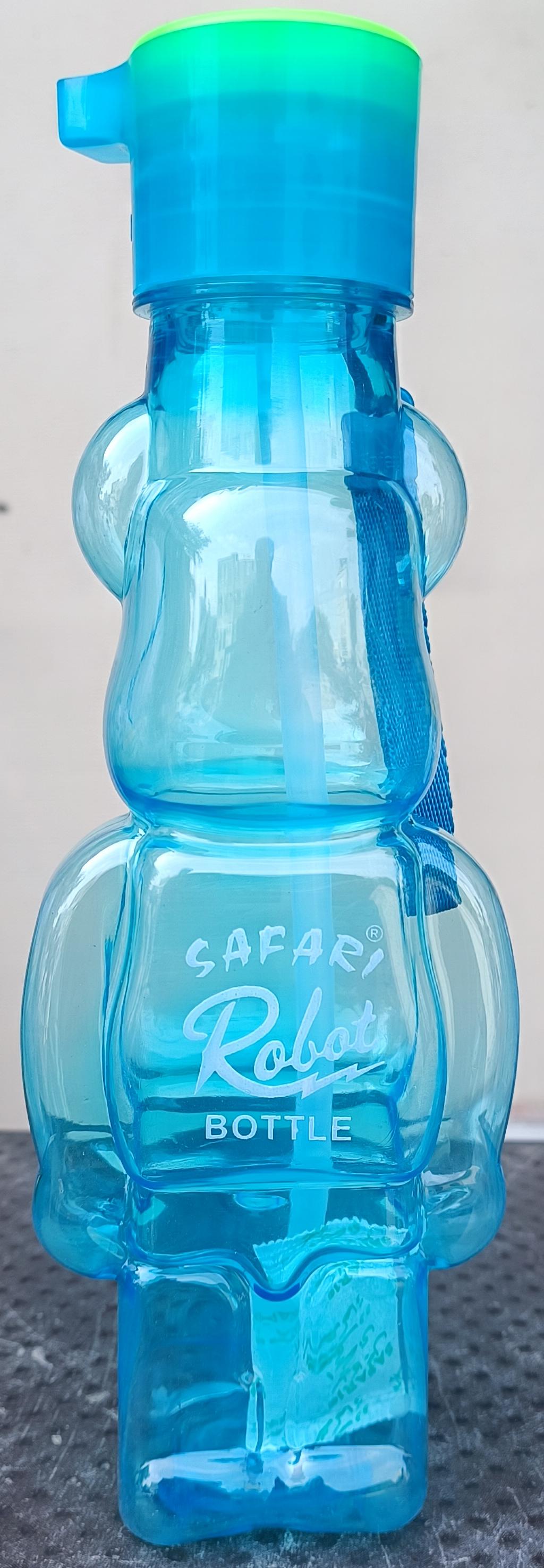 Robot Shape Kids Water Bottle with Straw & Strap - SAFARI