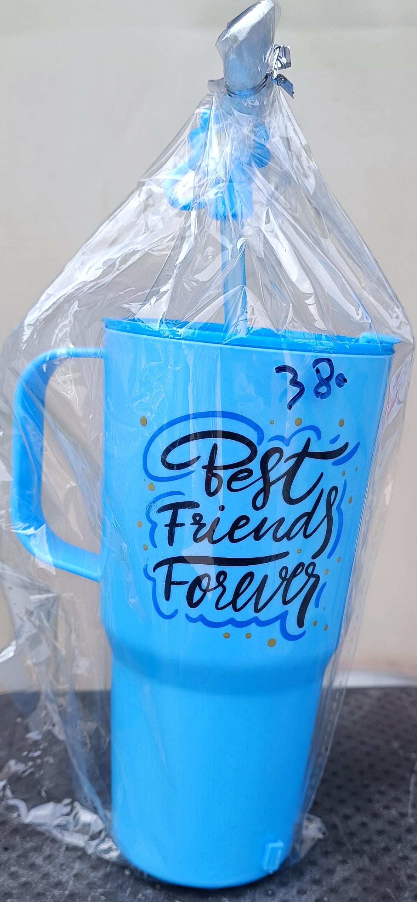 Best Friends Forever Insulated Tumbler Mug with Straw & Handle