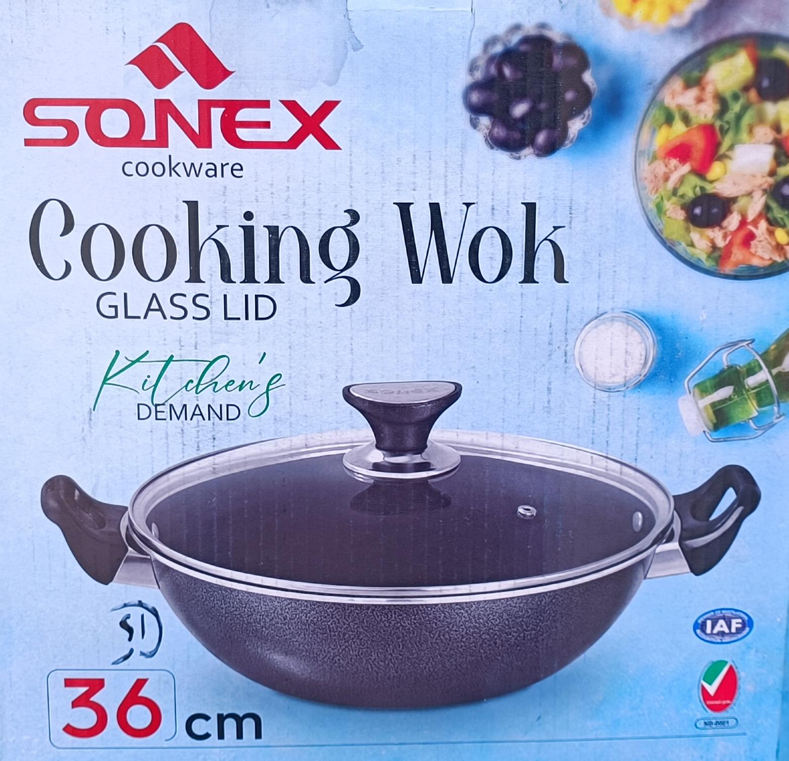 Sonex Kitchen's Demand Non-Stick Cooking Wok with Glass Lid(#50052) - SONEX cookware