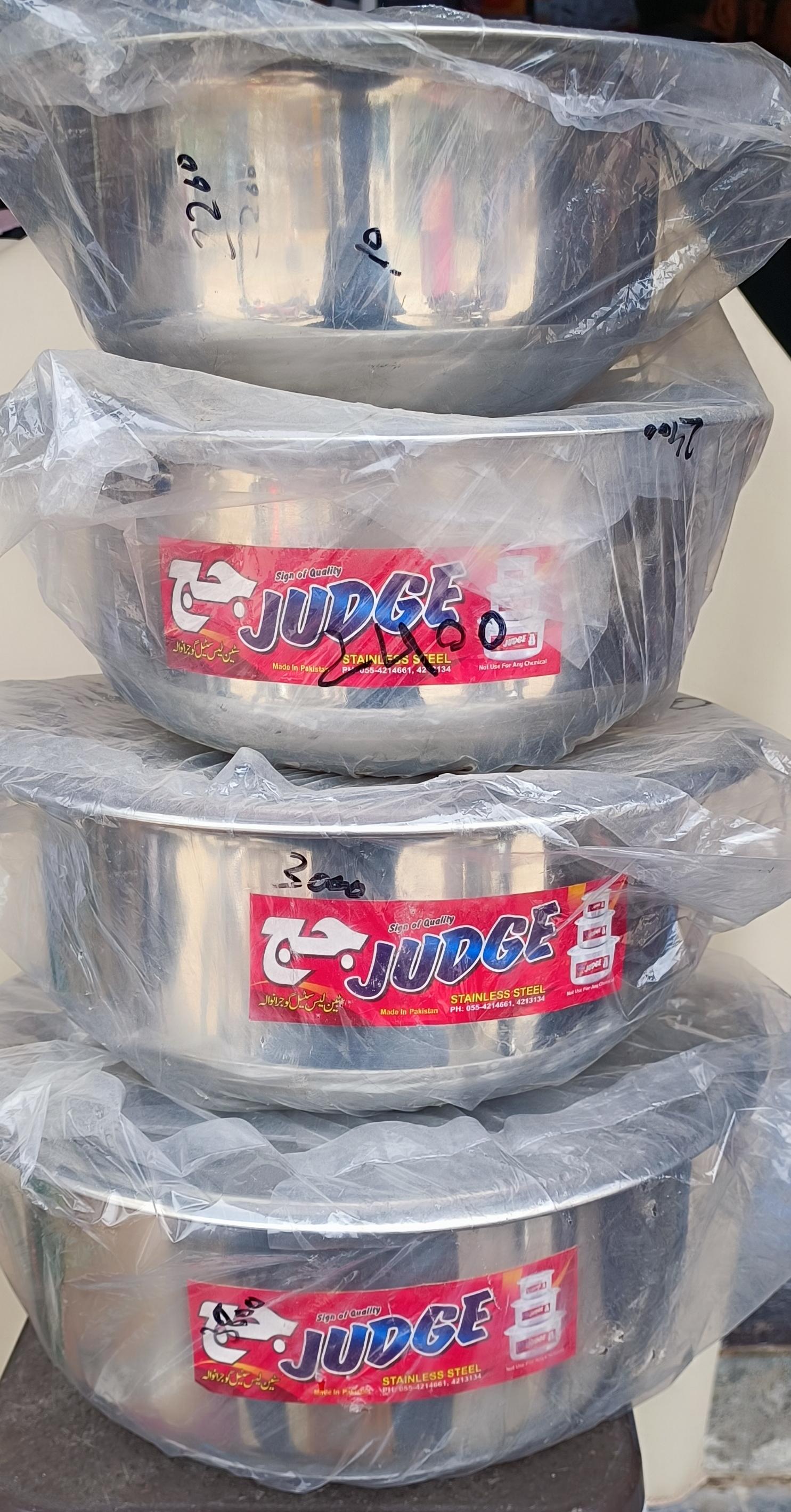 Judge Stainless Steel Cooking Pot / Degchi Set with Flat Lids - Judge / ح ج