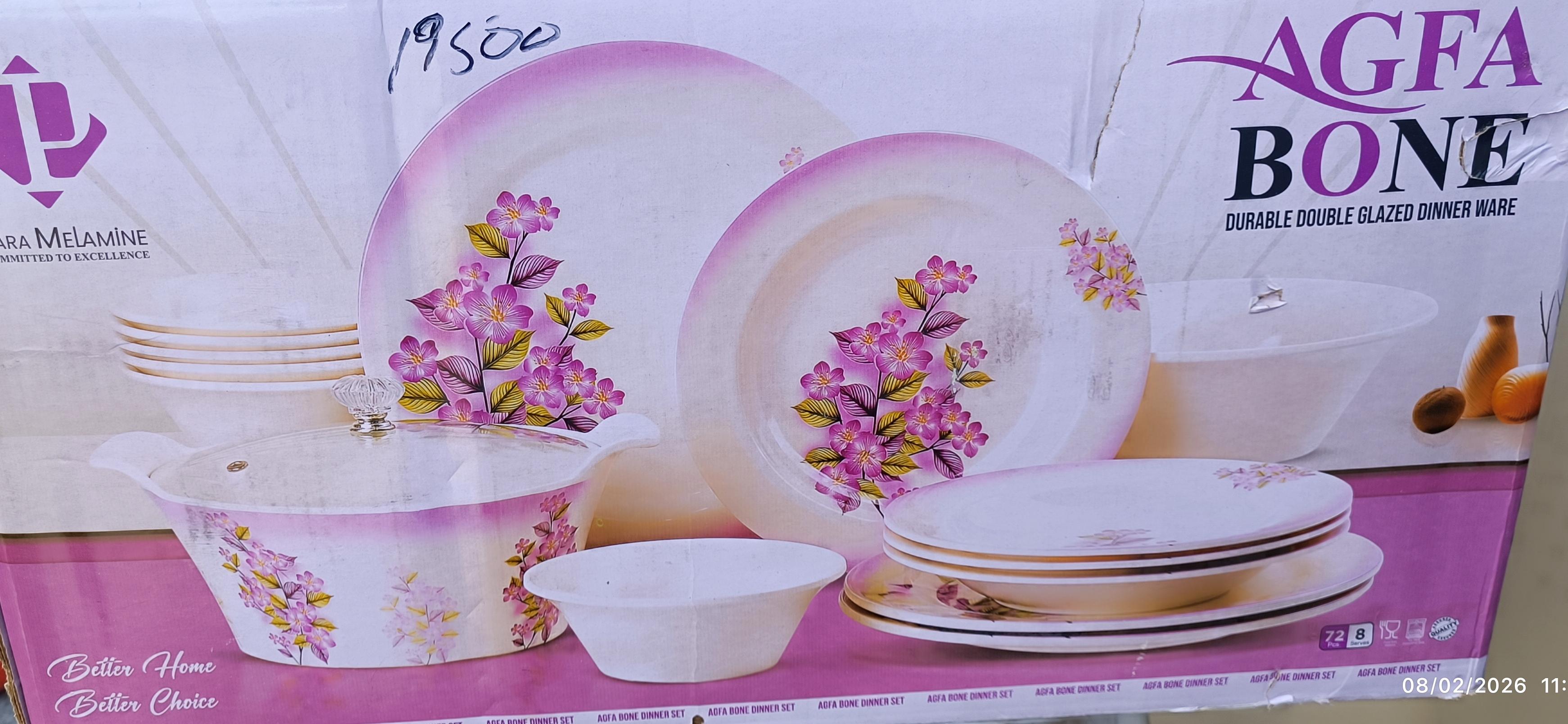AGFA Bone 72-Piece Melamine Dinner Set (8 Person) - Para Melamine