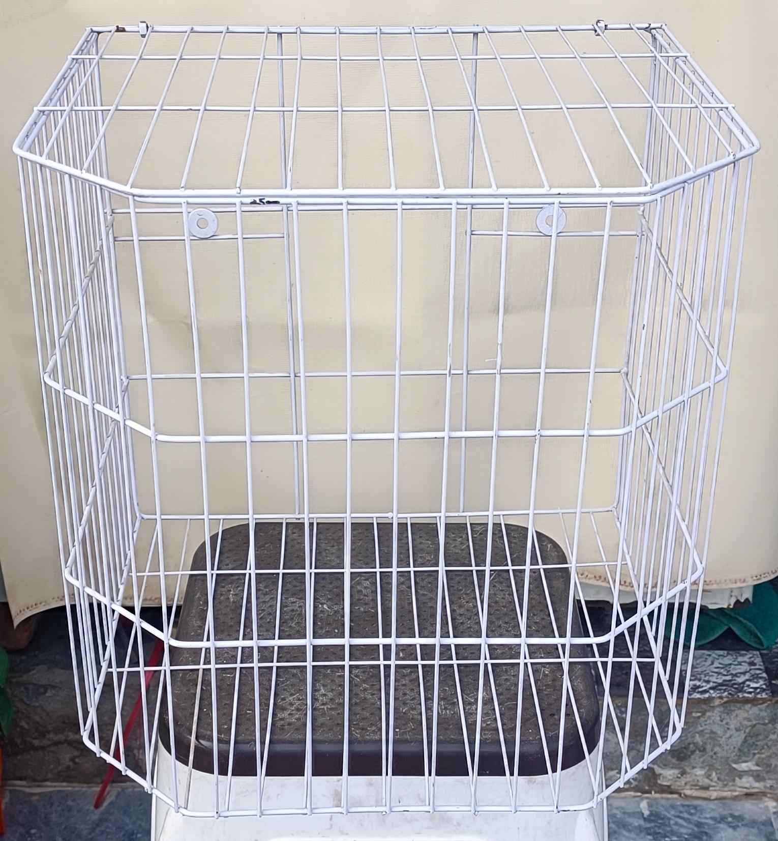 Coated Wire Wall-Mounting Storage & Laundry Basket Cage