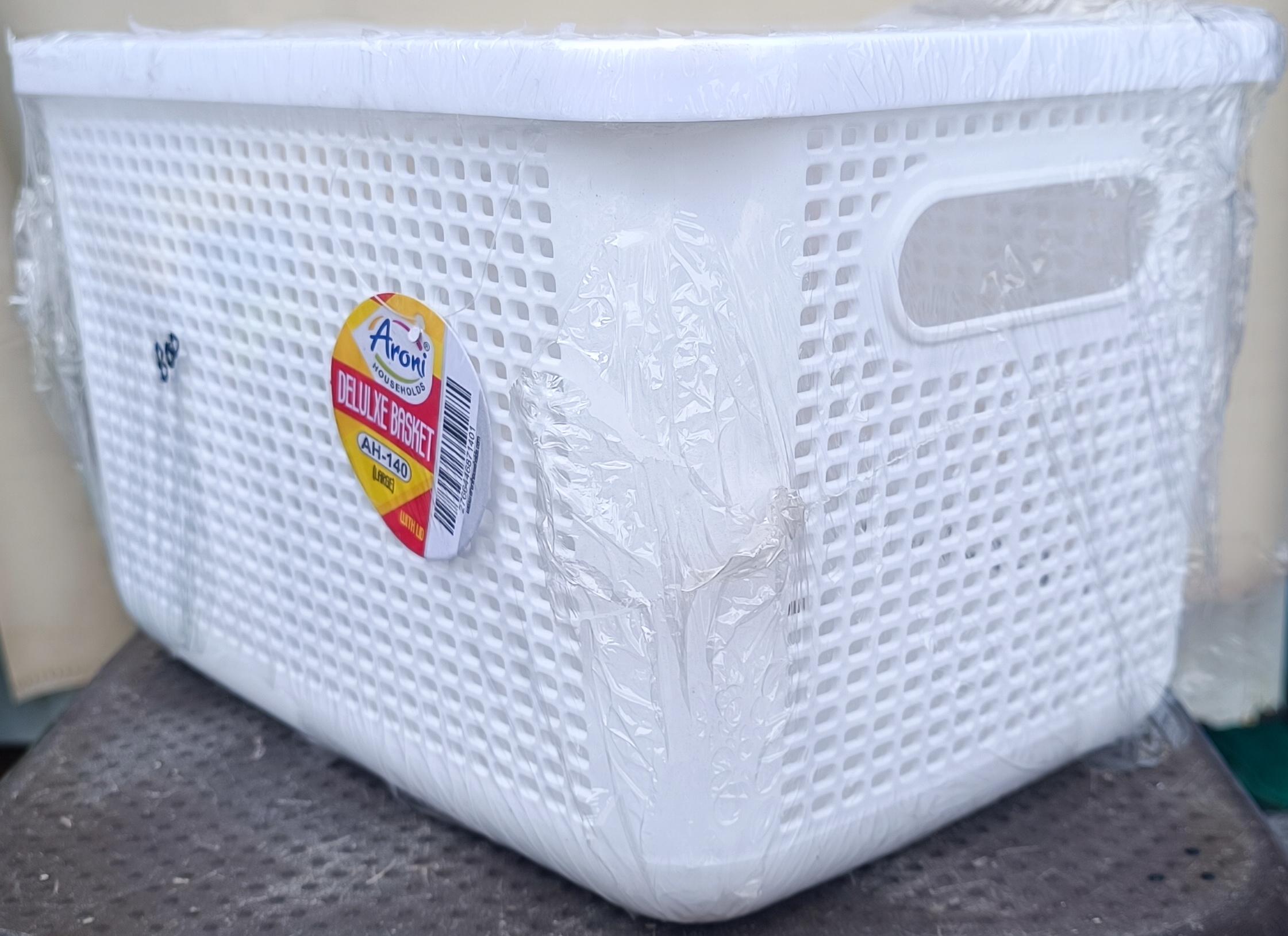 Deluxe Rectangular Perforated Organizer Basket with Lid (AH-140 Large) - Aroni