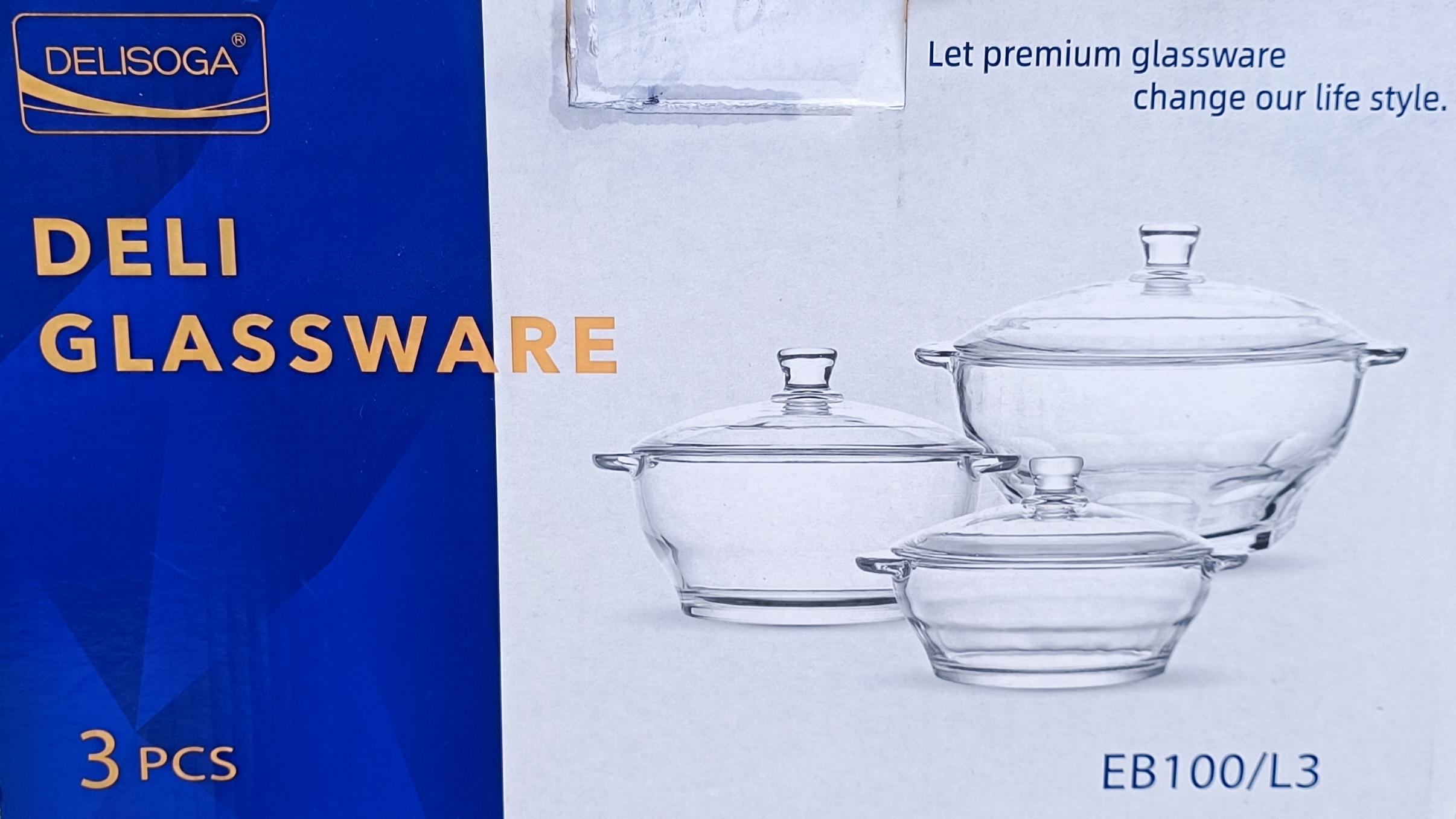 Glass Casserole & Serving Dish Set with Lids - Delisoga