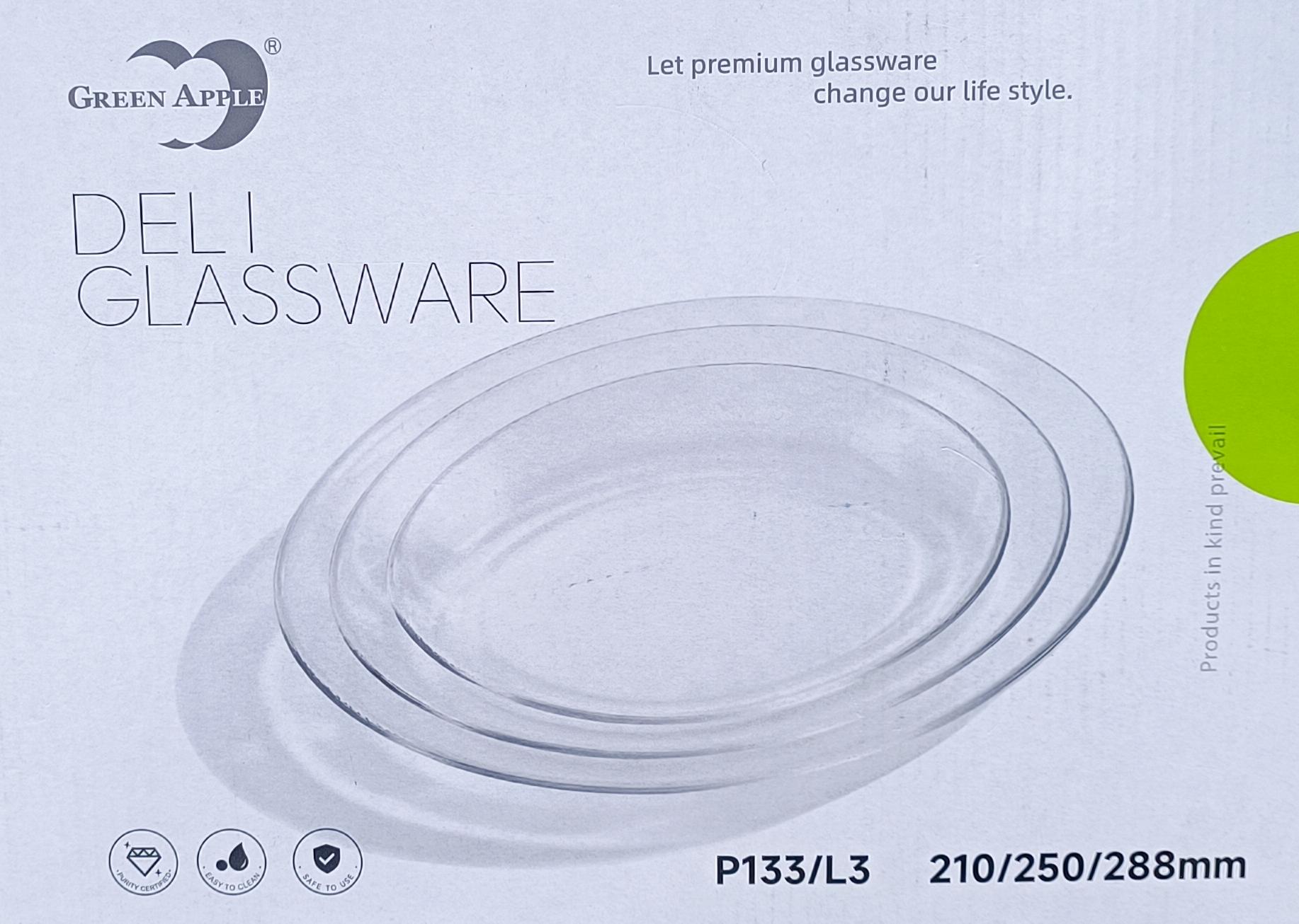 Green Apple Glassware Oval Glass Platter / Baking Dish Set - Deli