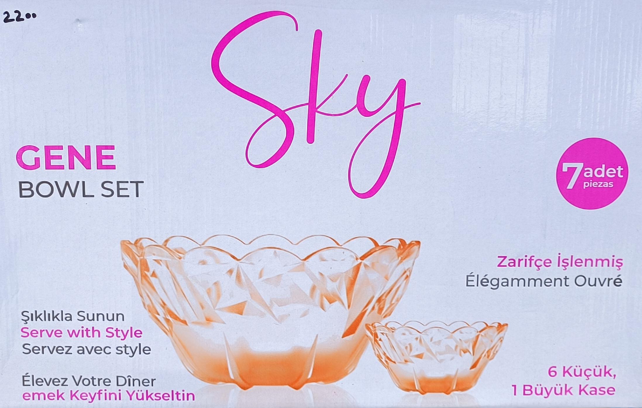 Gene Glass Bowl Set (Peach Tinted) - Sky