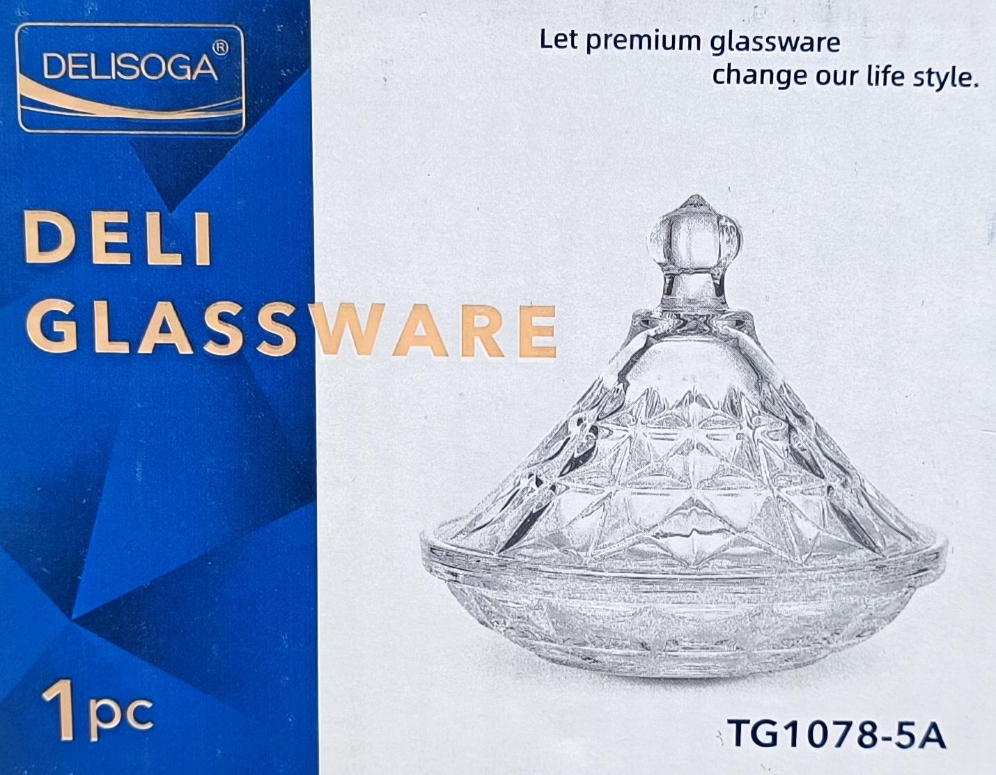 Deli Glassware Conical Candy / Sugar Pot with Lid (TG1078-5A) - DELISOGA