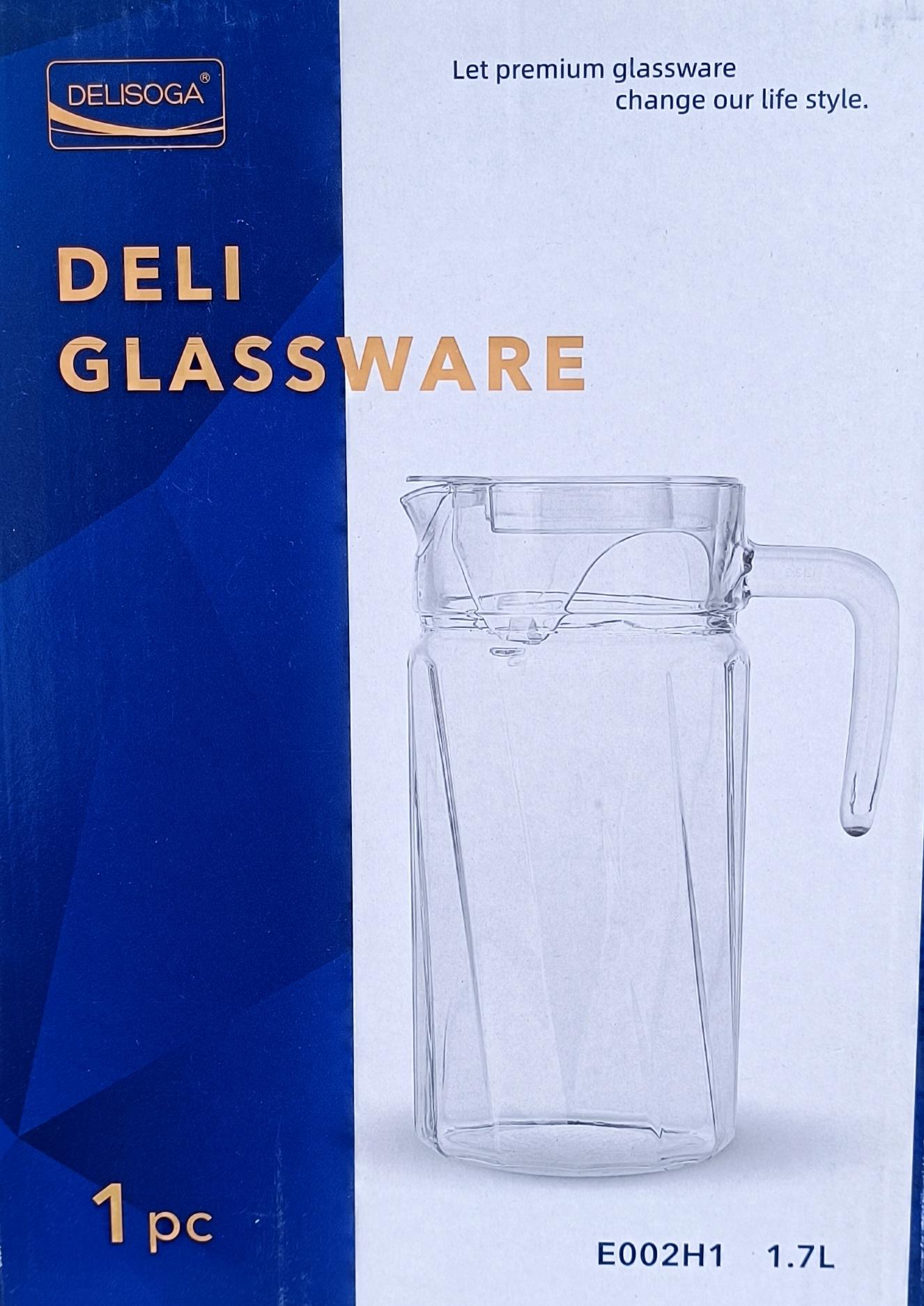 1.7L Glass Water / Beverage Jug (E002H1) - DELISOGA