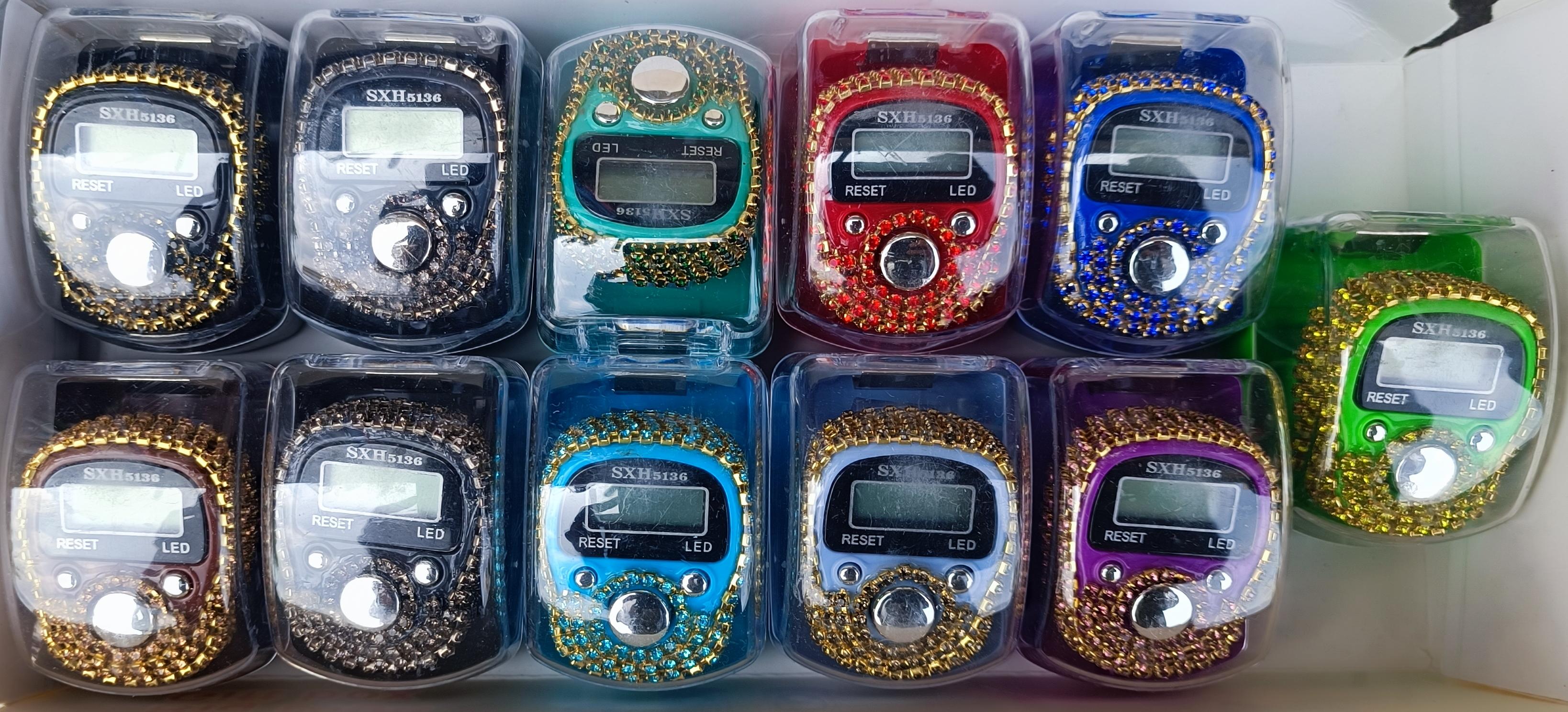 Crystal Diamond Bezel Digital Finger Counter with LED Light - SXH5136