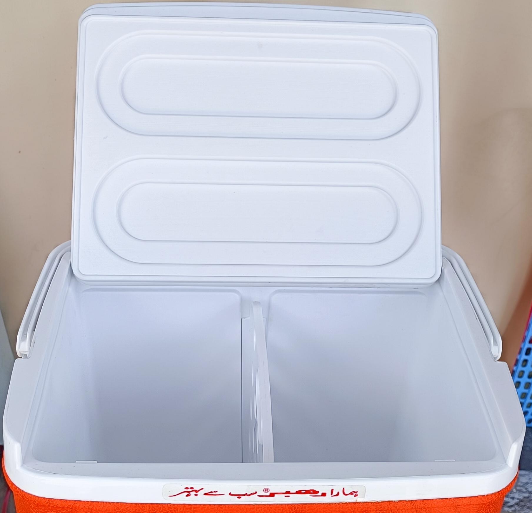 Rahber Insulated Dual-Compartment Portable Ice Cooler Box with Handle (Orange)