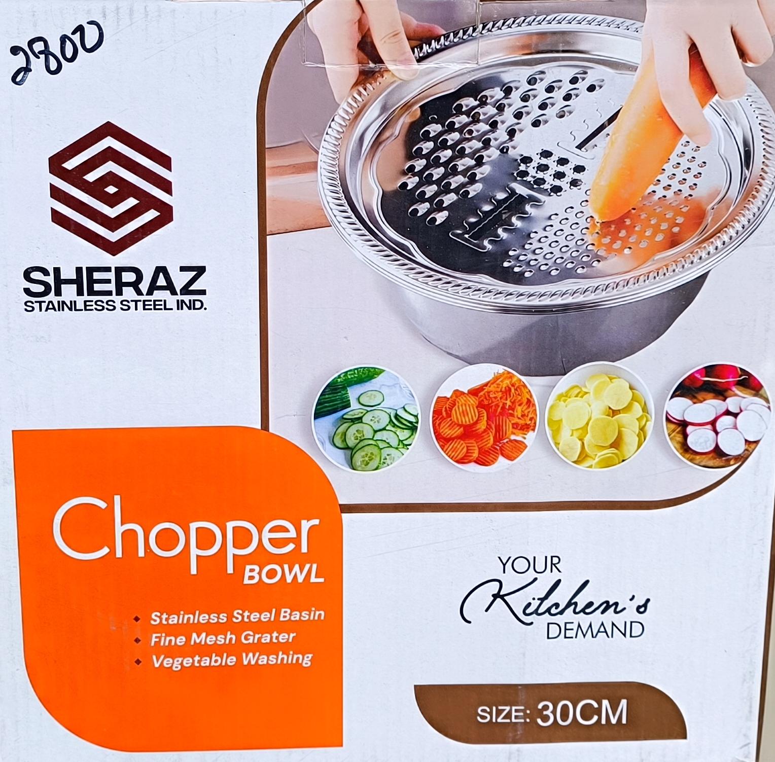 SHERAZ Stainless Steel Multi-Function Chopper Bowl & Grater Basin Set