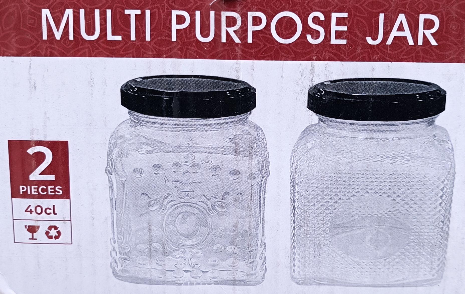 Multi-Purpose Glass Storage Jars with Black Airtight Lids - Multi Purpose Jar