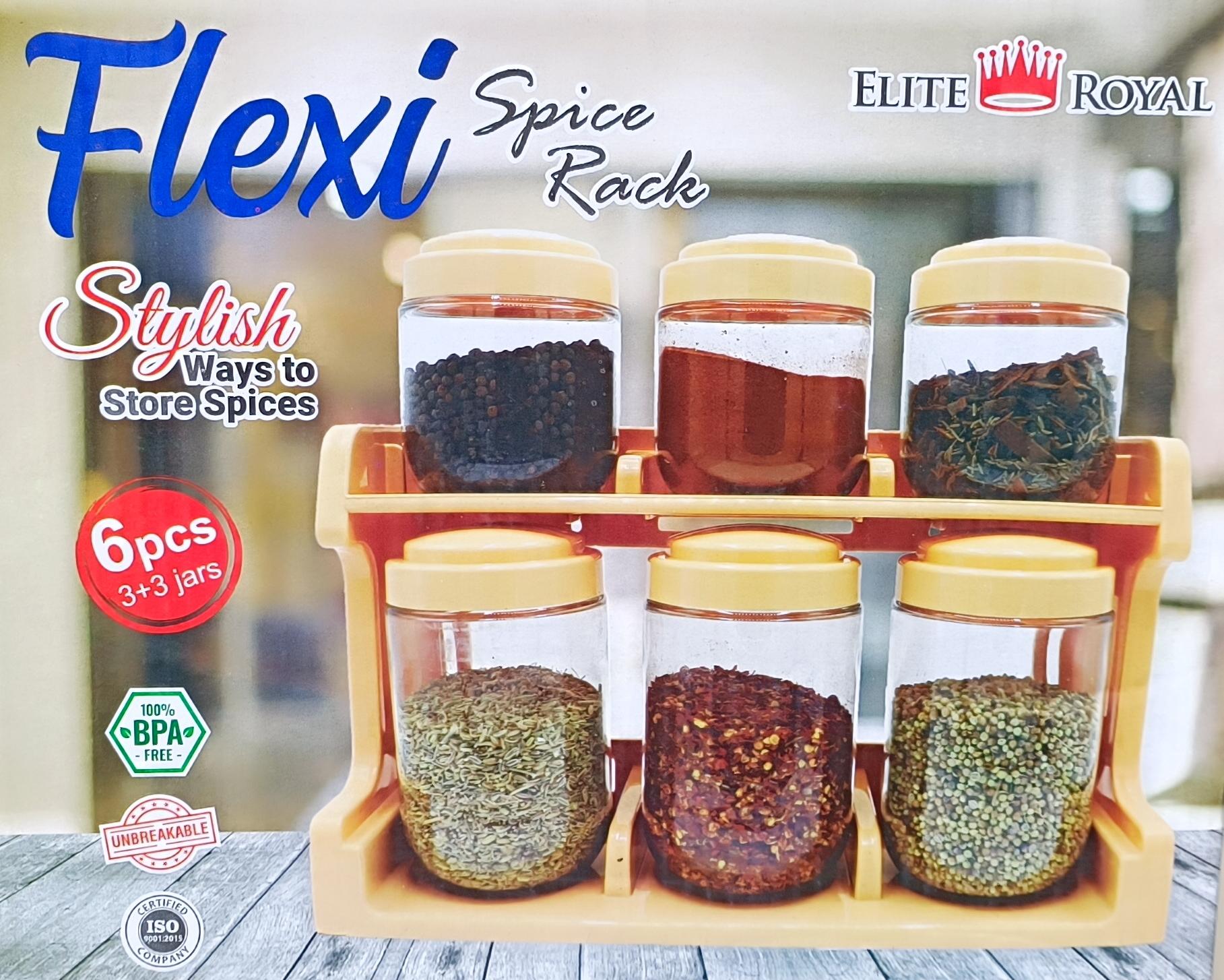 Flexi Double-Tier Spice Rack with Jars - Elite Royal