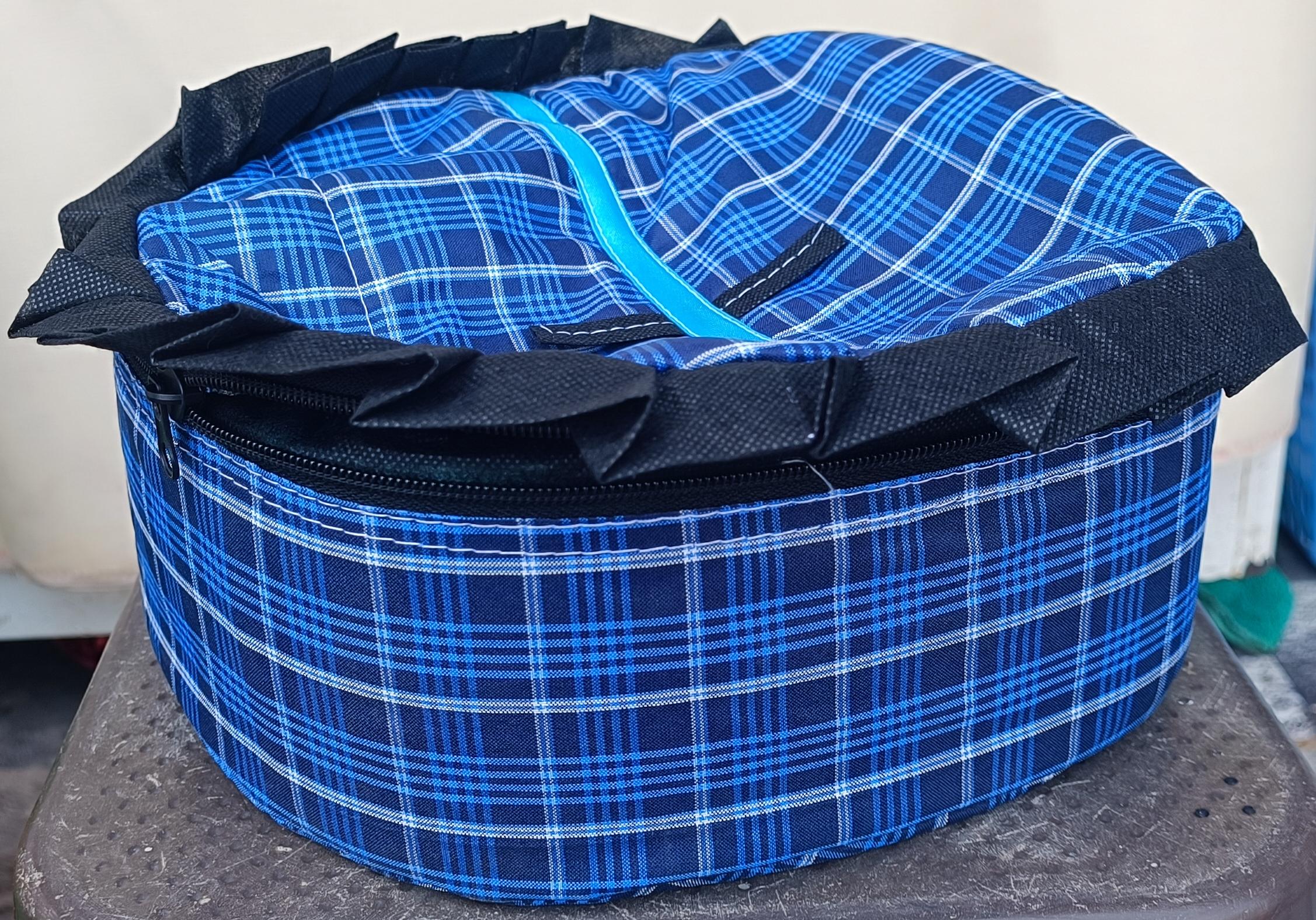 Insulated Blue Tartan Plaid Roti Hot Pot Cover & Chappati Warmer Bag