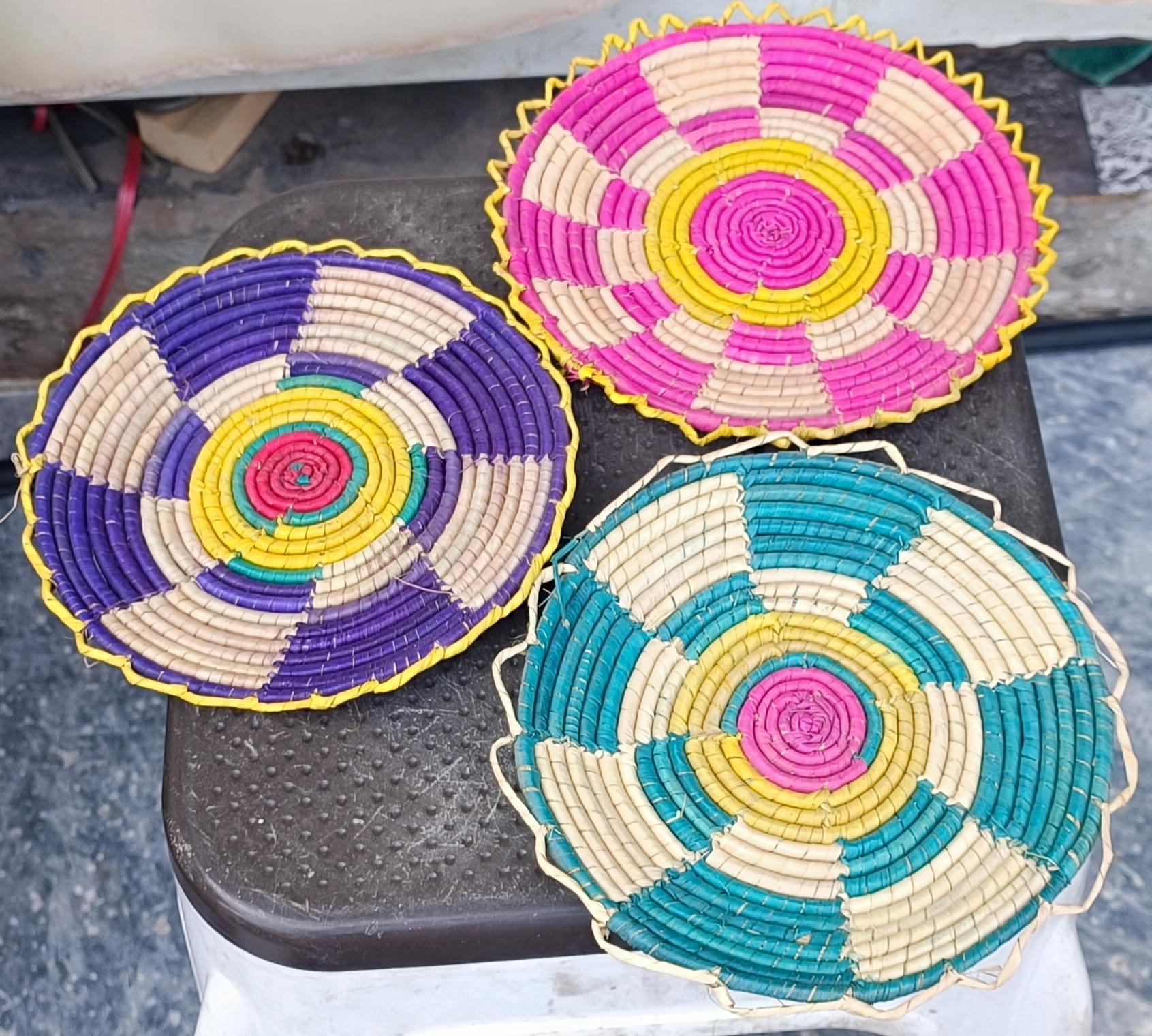Handcrafted Multi-Colored Woven Roti Changair / Chaba - Set of 3