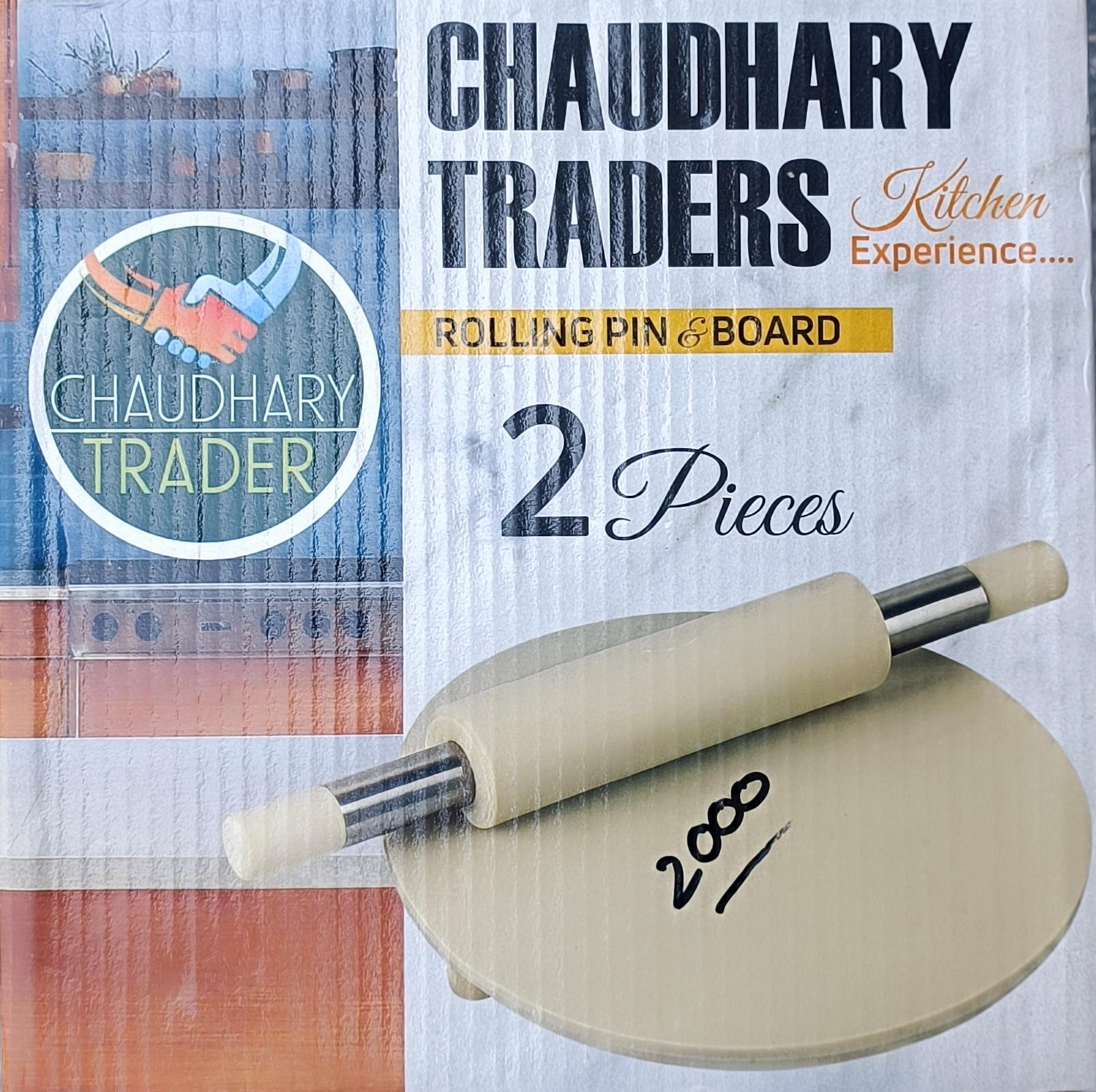Chaudhary Traders Marble Rolling Pin and Board Set (Chakla Belan)