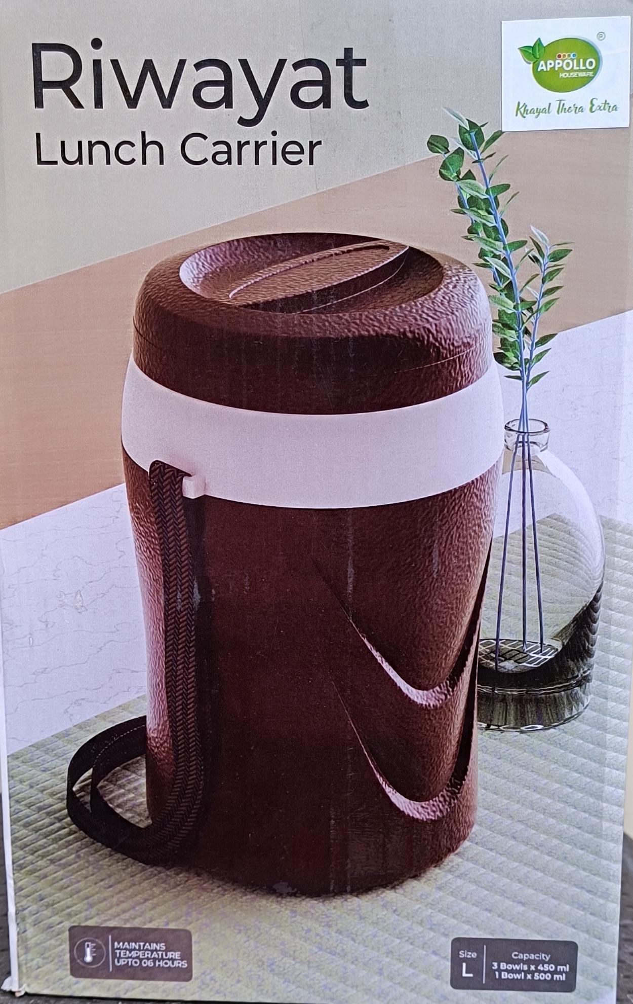 Riwayat Insulated 4-Tier Lunch Carrier (Large - 3x450ml + 1x500ml) - Appollo Houseware
