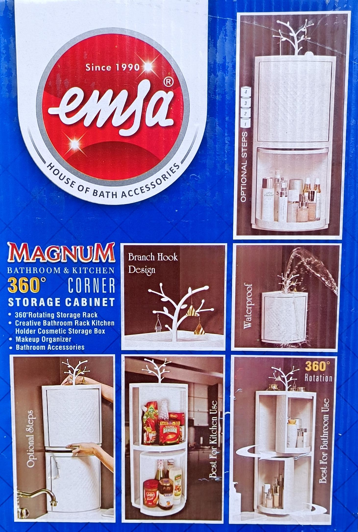 Emsa Magnum 360° Rotating Corner Storage Cabinet & Organizer with Tree Hook