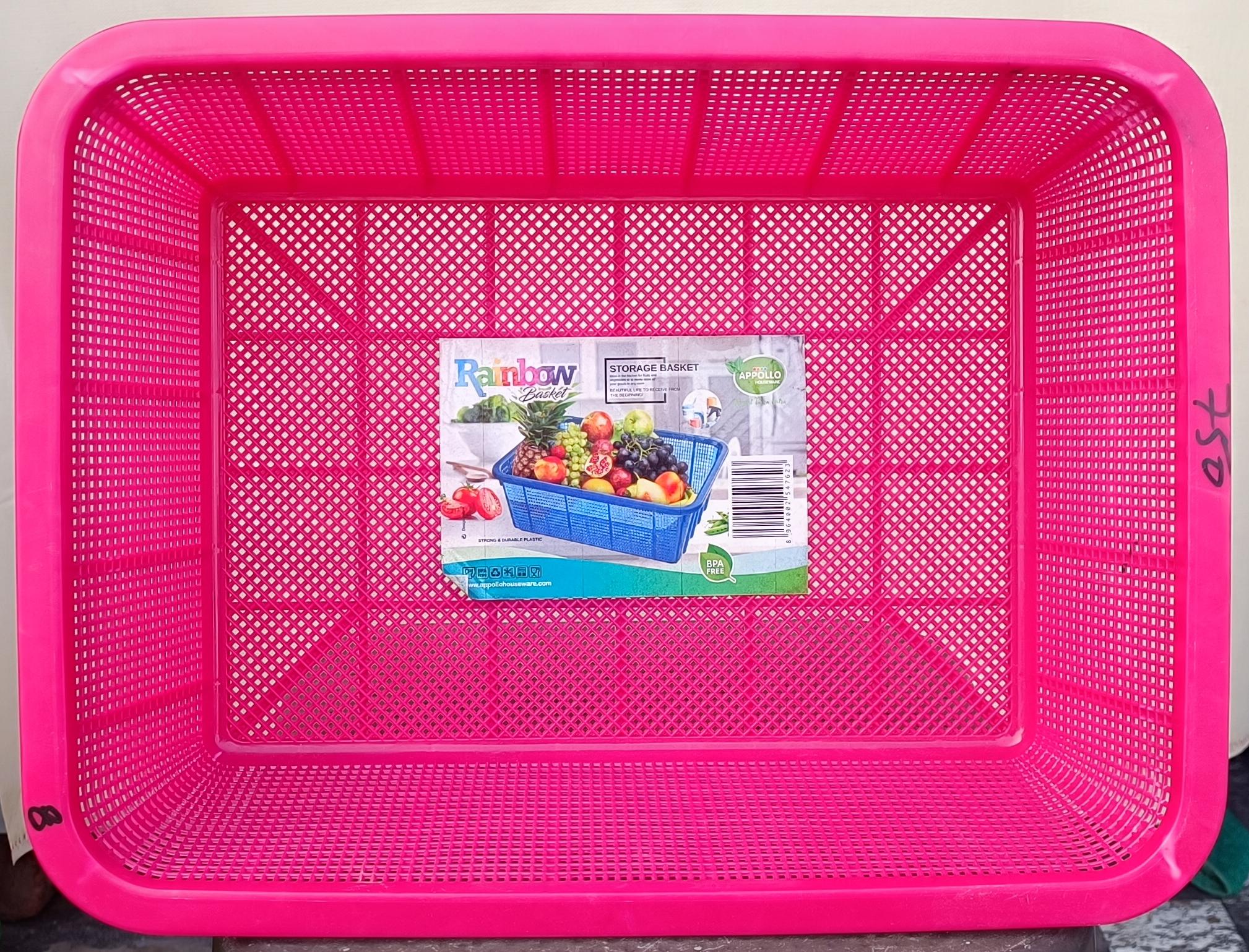 Rainbow Plastic Storage Basket (Pink) - Appollo