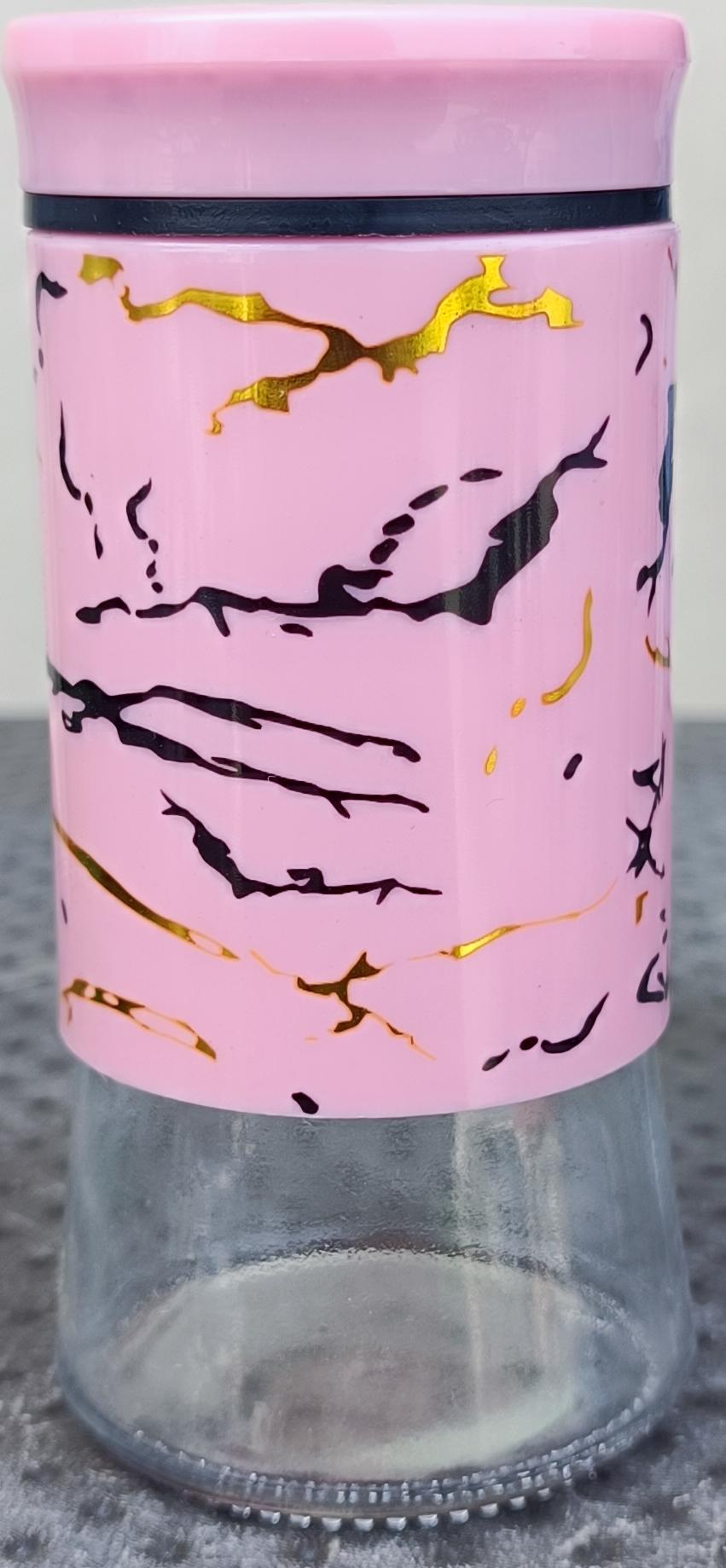 Pink Marble Pattern Glass Spice & Seasoning Shaker Jar