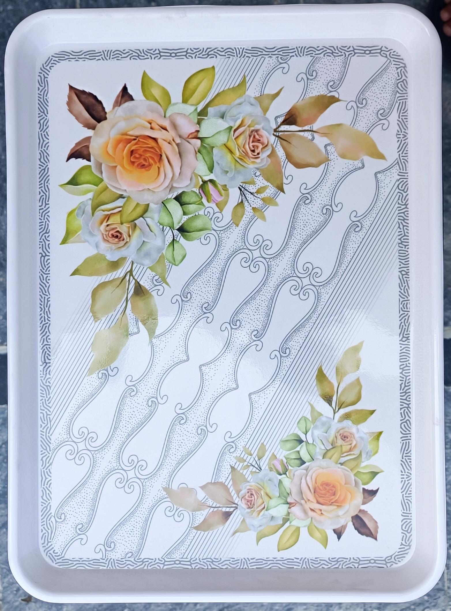 Pastel Rose Elegance Melamine Serving Tray