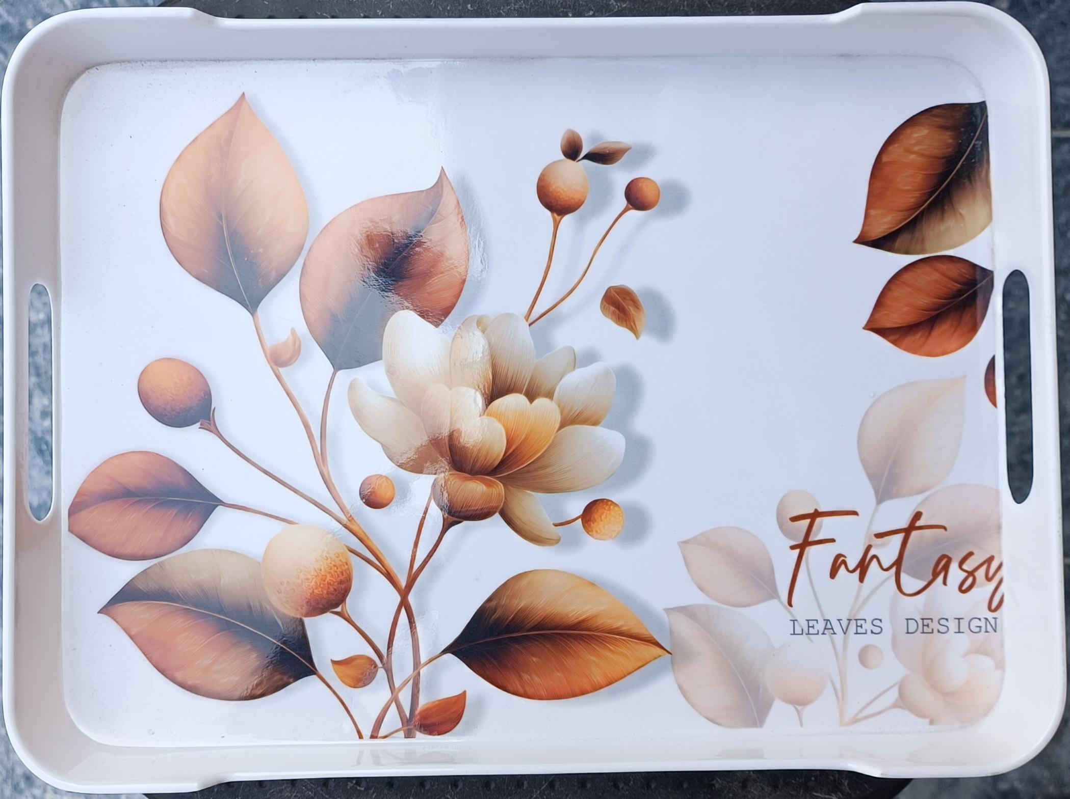 Fantasy Leaves Design Autumn Botanical Melamine Serving Tray (Medium)