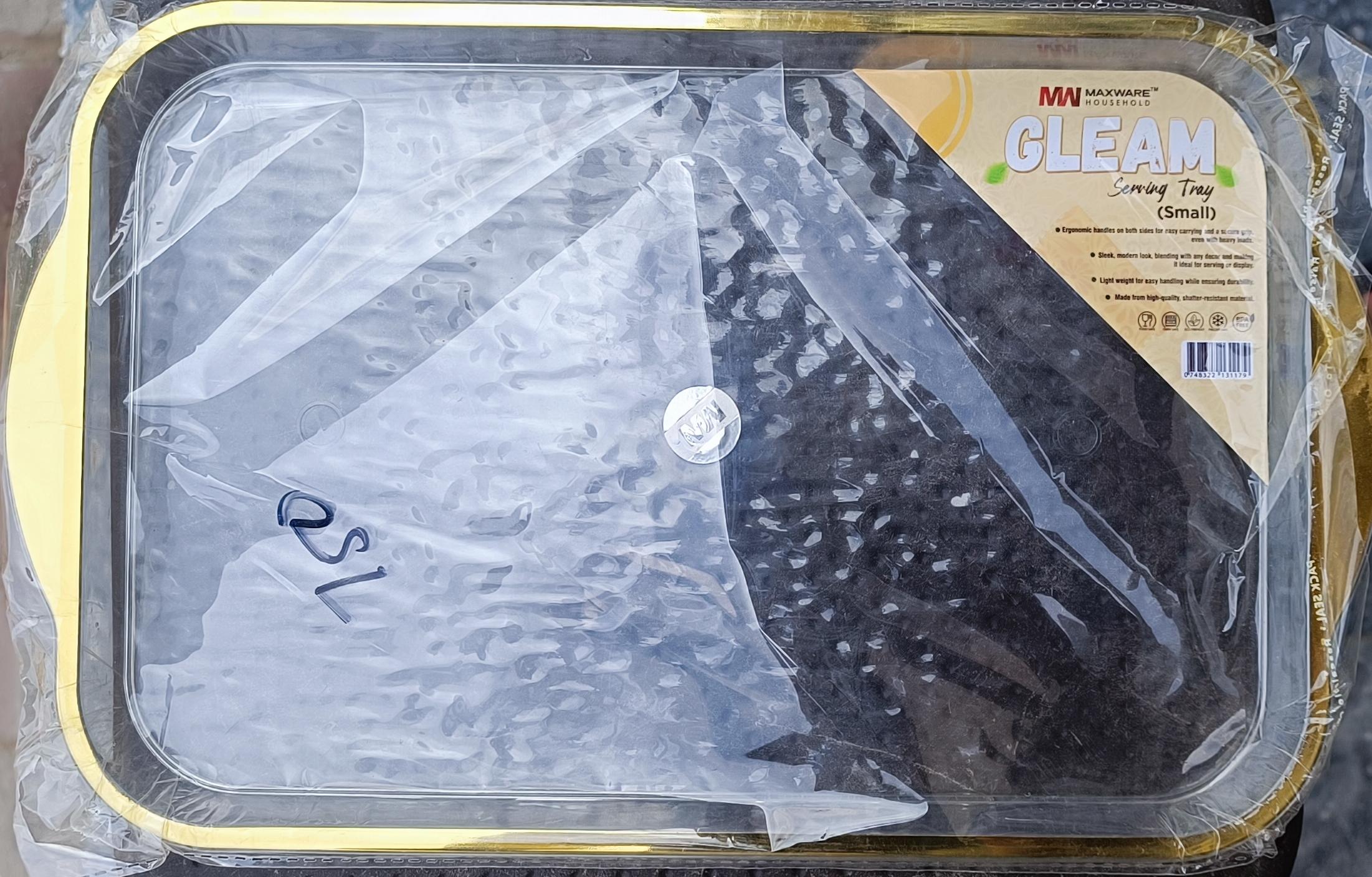 Gleam Serving Tray with Golden Handles - Maxware