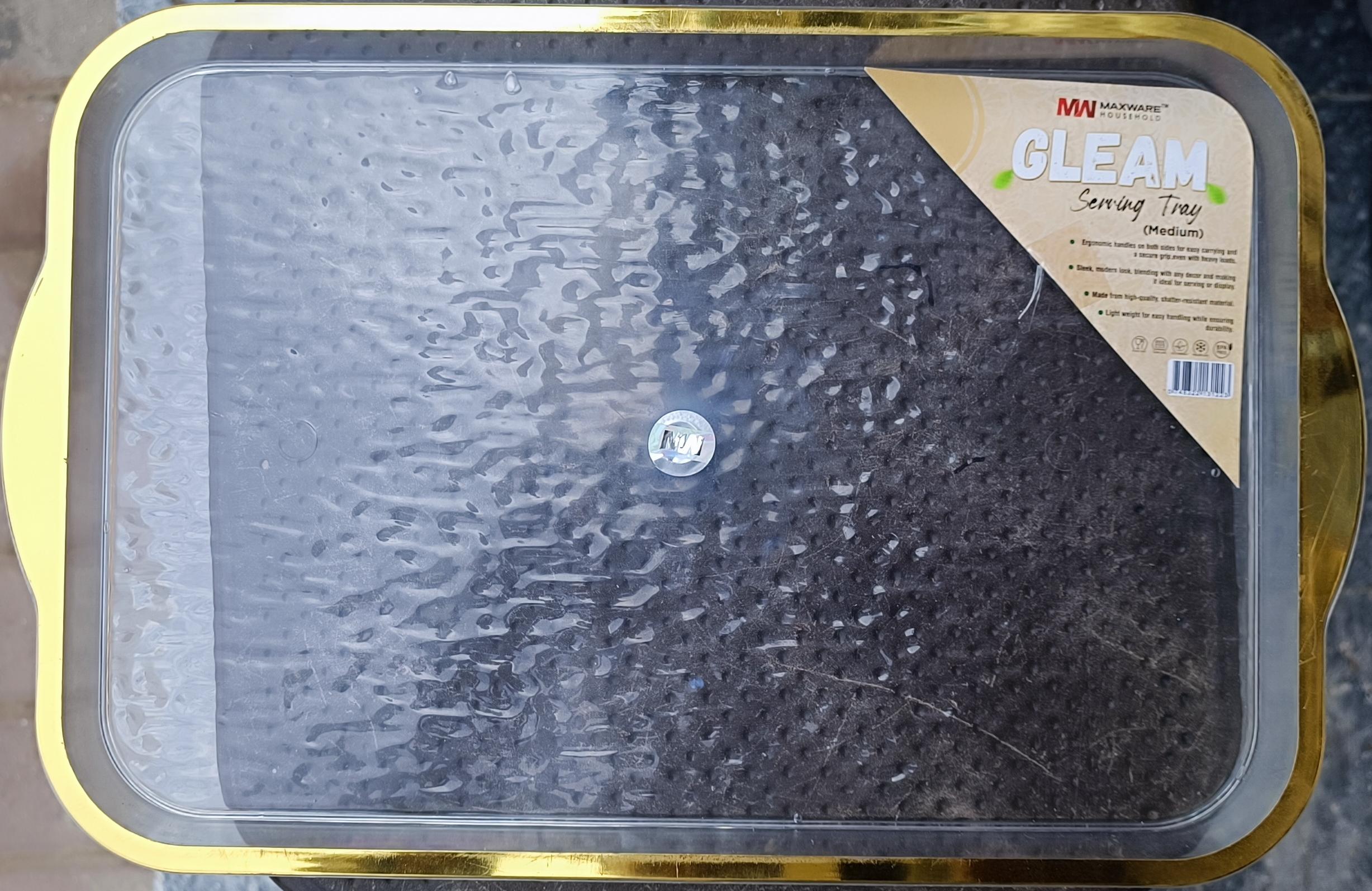 Gleam Serving Tray with Golden Handles - Maxware