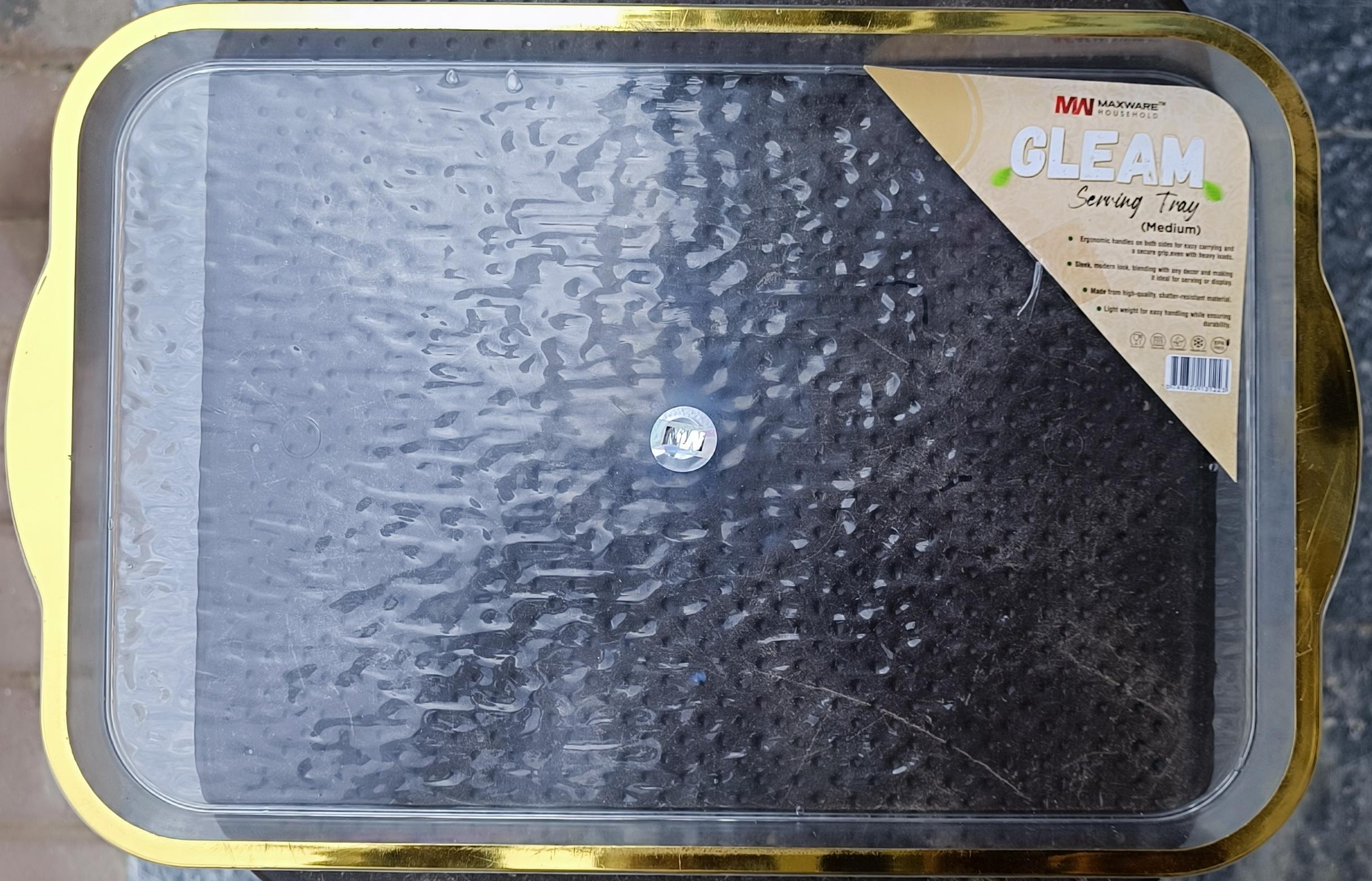 Gleam Serving Tray with Golden Handles - Maxware