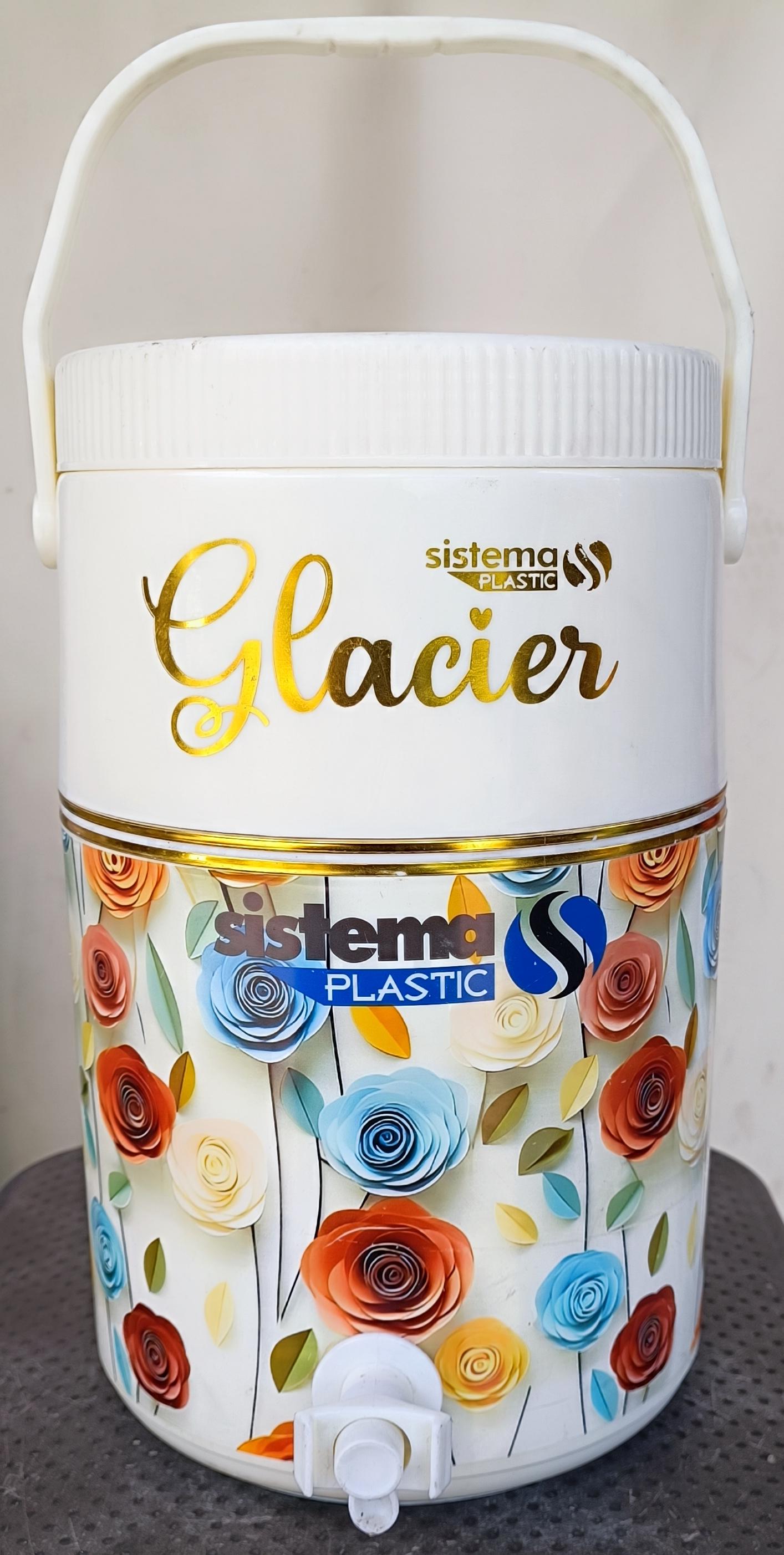 Glacier Floral Compact Insulated Water Cooler with Handle - Sistema Plastic