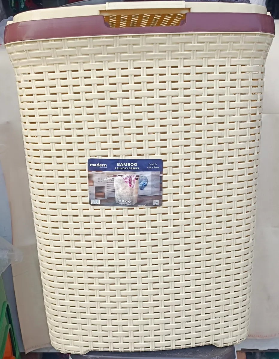 Modern Homeware Bamboo Textured Dust & Odor Free Laundry Basket