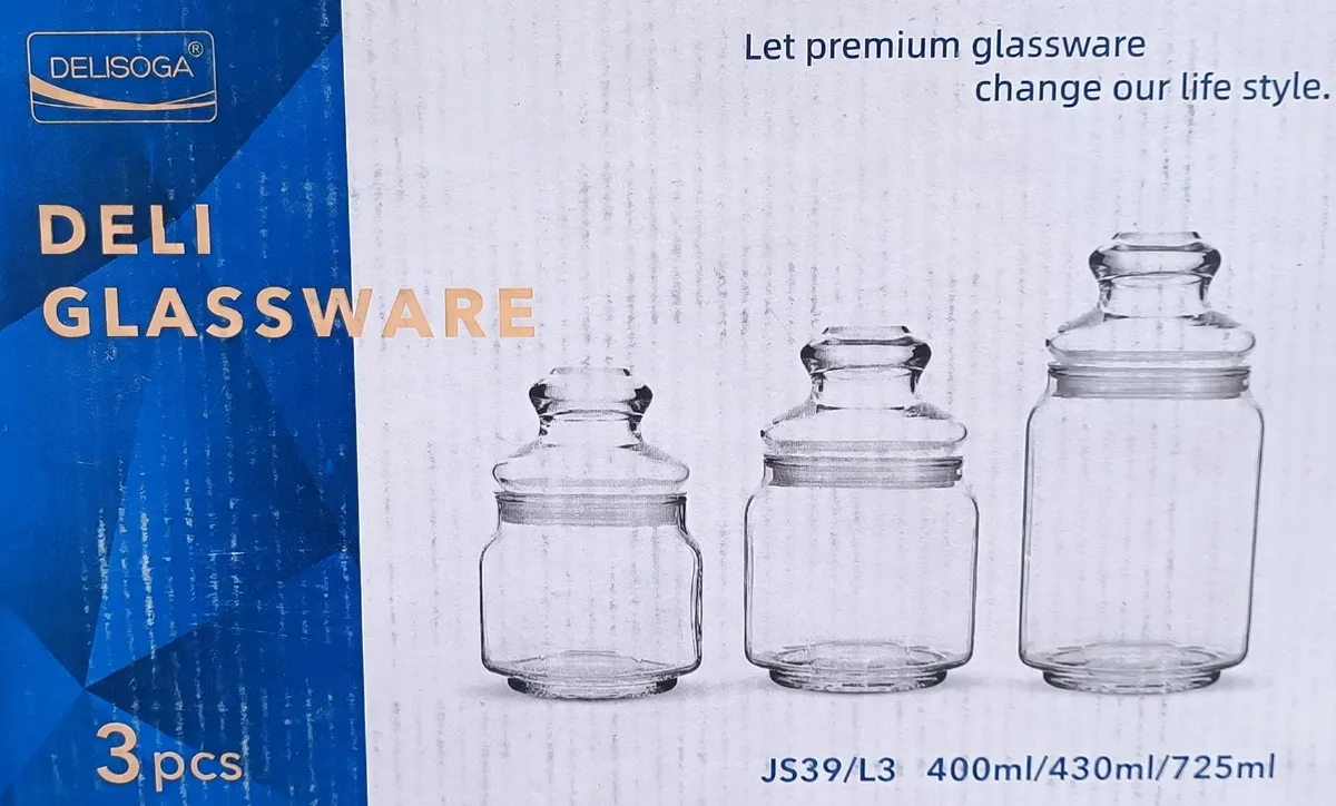 Glass Storage Jar Set with Lids - Delisoga