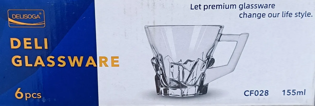 Crystal Cut Glass Tea Cups Set - Delisoga