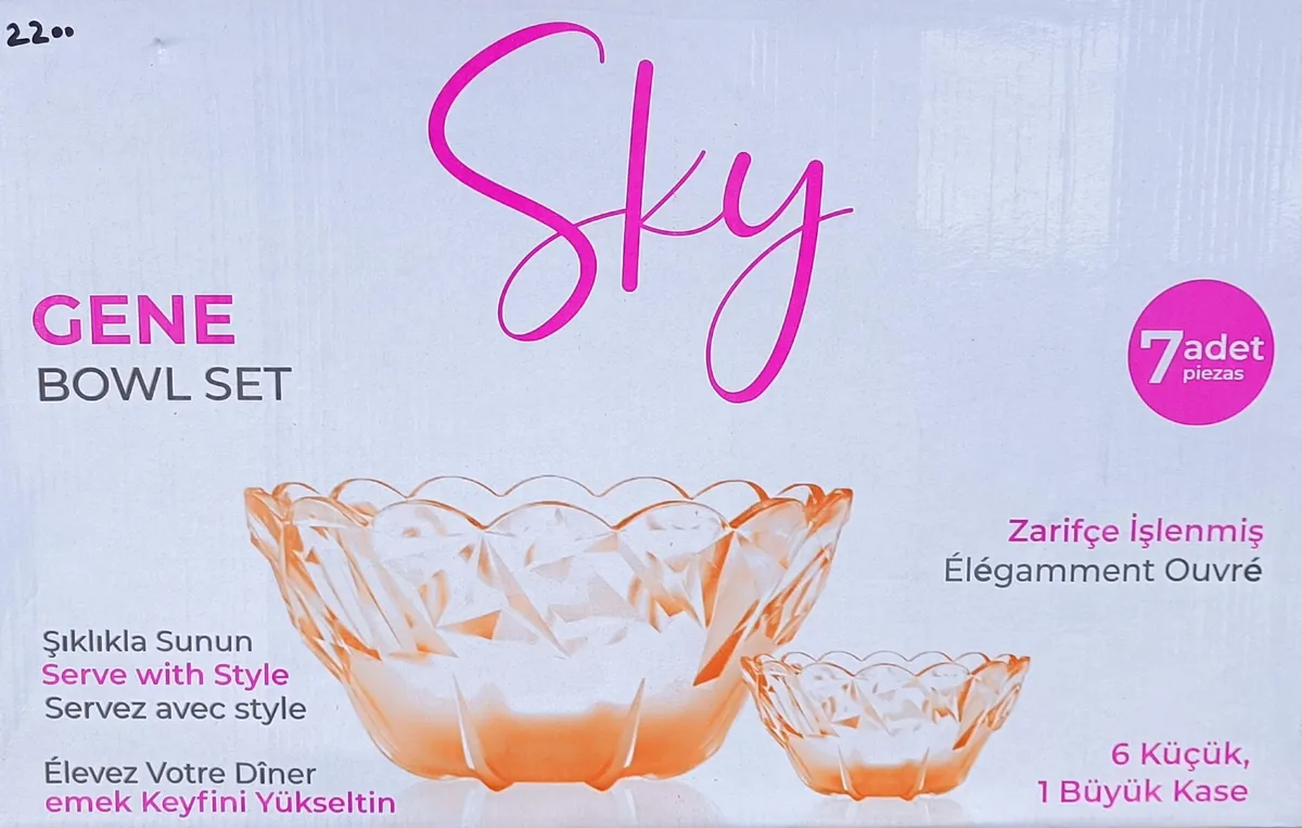 Gene Glass Bowl Set (Peach Tinted) - Sky