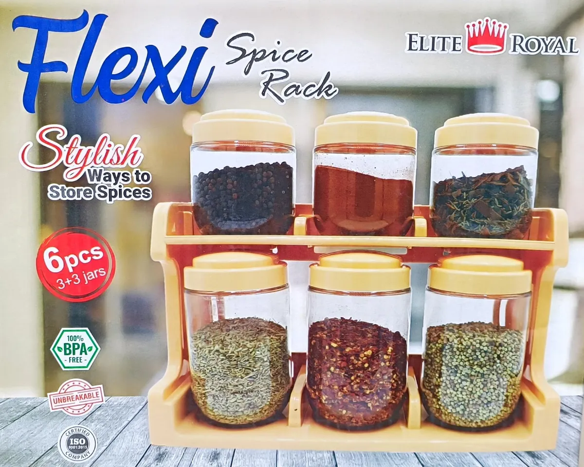 Flexi Double-Tier Spice Rack with Jars - Elite Royal