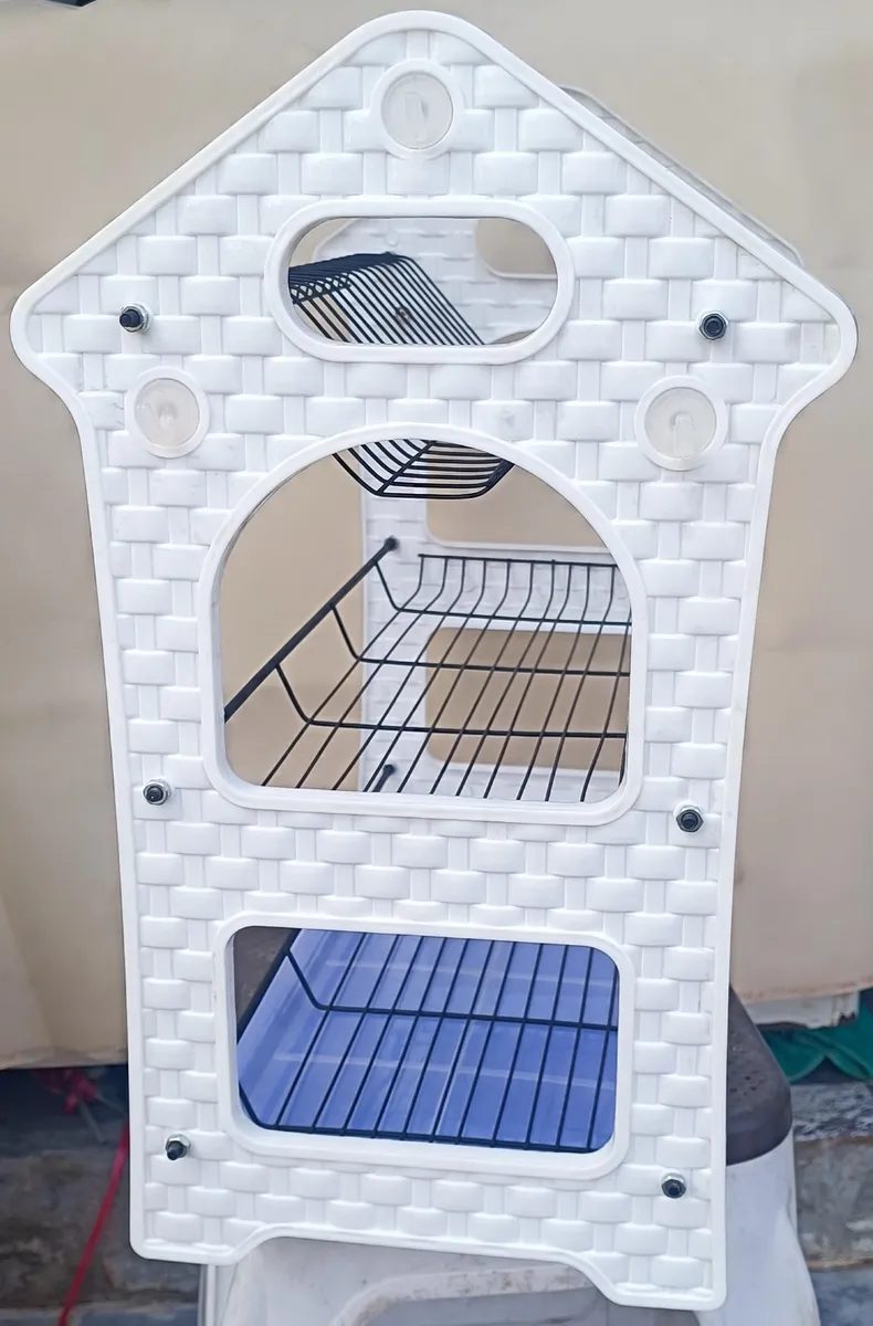 Hut-Style 3-Tier Dish Drying & Kitchen Organization Rack with Drip Tray - Generic / Kamran Style