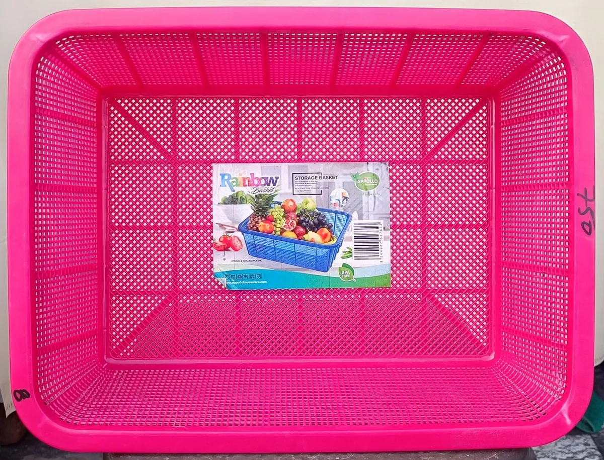 Rainbow Plastic Storage Basket (Pink) - Appollo