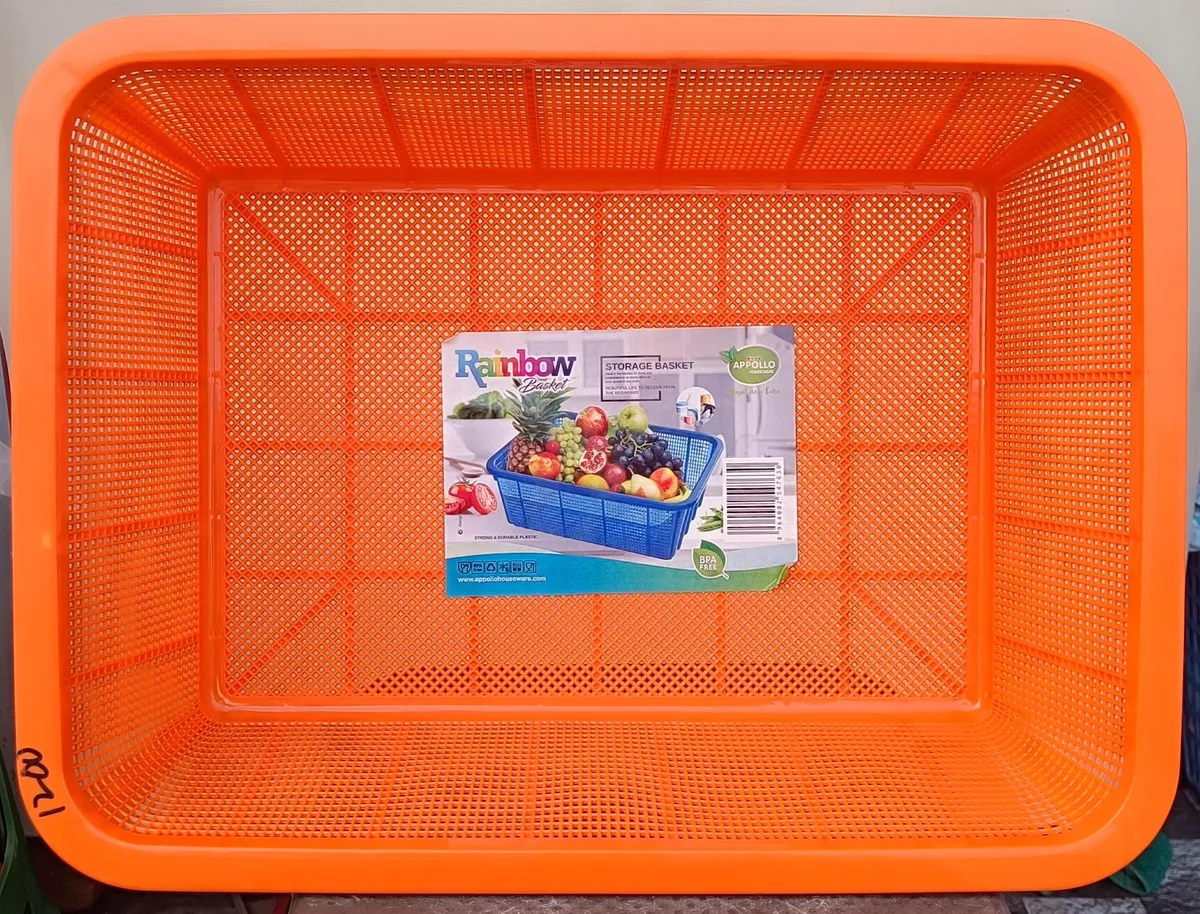Rainbow Large Plastic Storage Basket (Orange) - Appollo