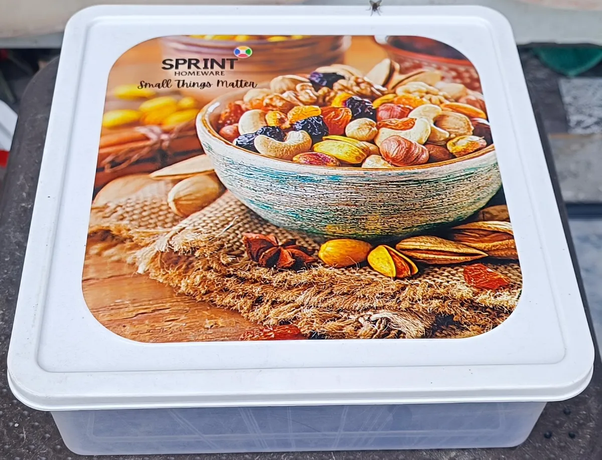Sprint Homeware Square Plastic Storage Box with Printed Food Lid