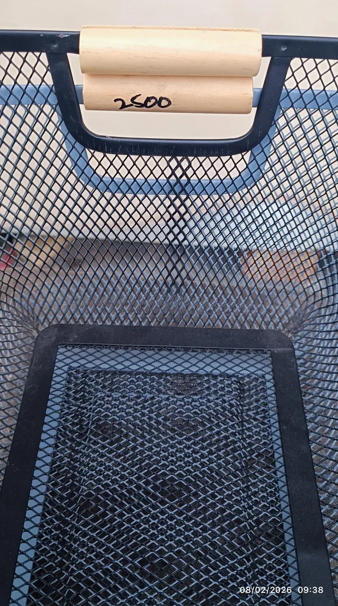Rectangular Metal Wire Mesh Storage Baskets with Wooden Handles (Set of 2)