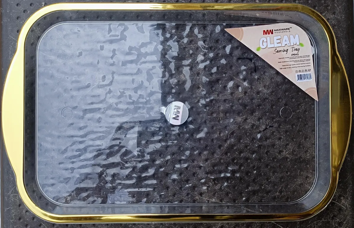 Gleam Mini Acrylic Serving Tray with Gold Border - Maxware