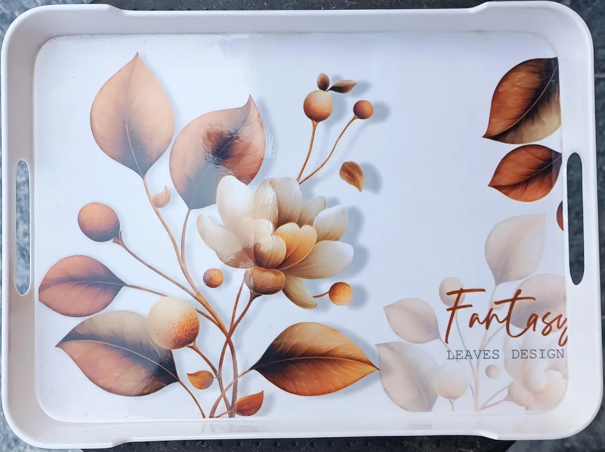 Fantasy Leaves Design Autumn Botanical Melamine Serving Tray (Medium)