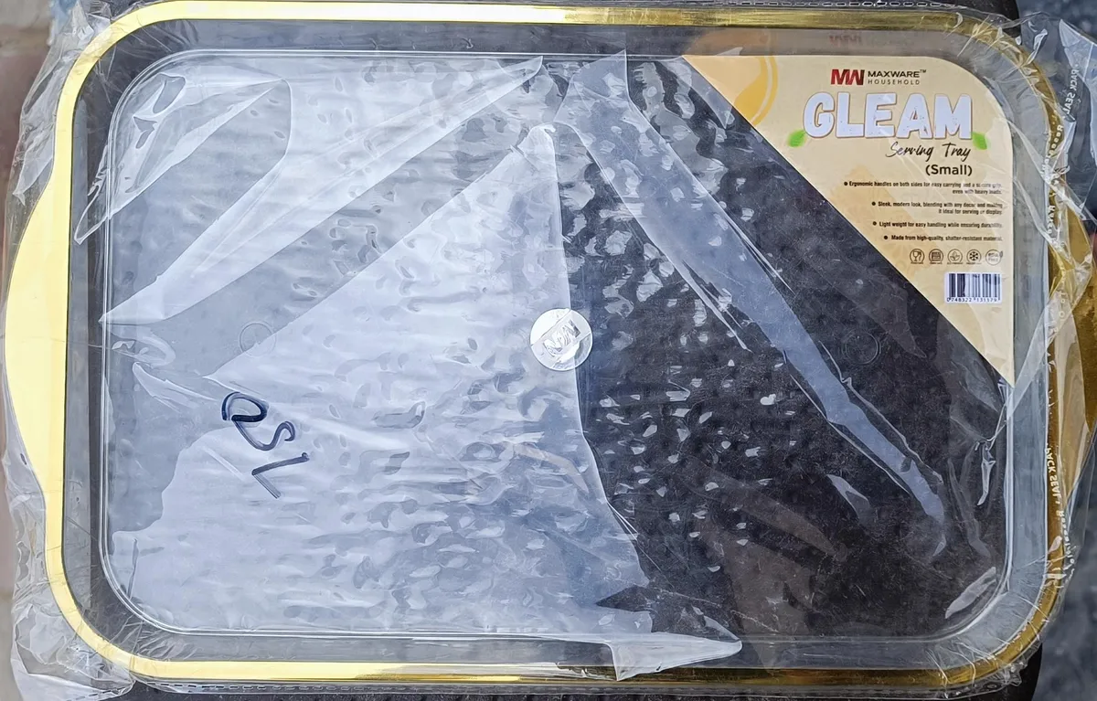 Gleam Serving Tray with Golden Handles - Maxware